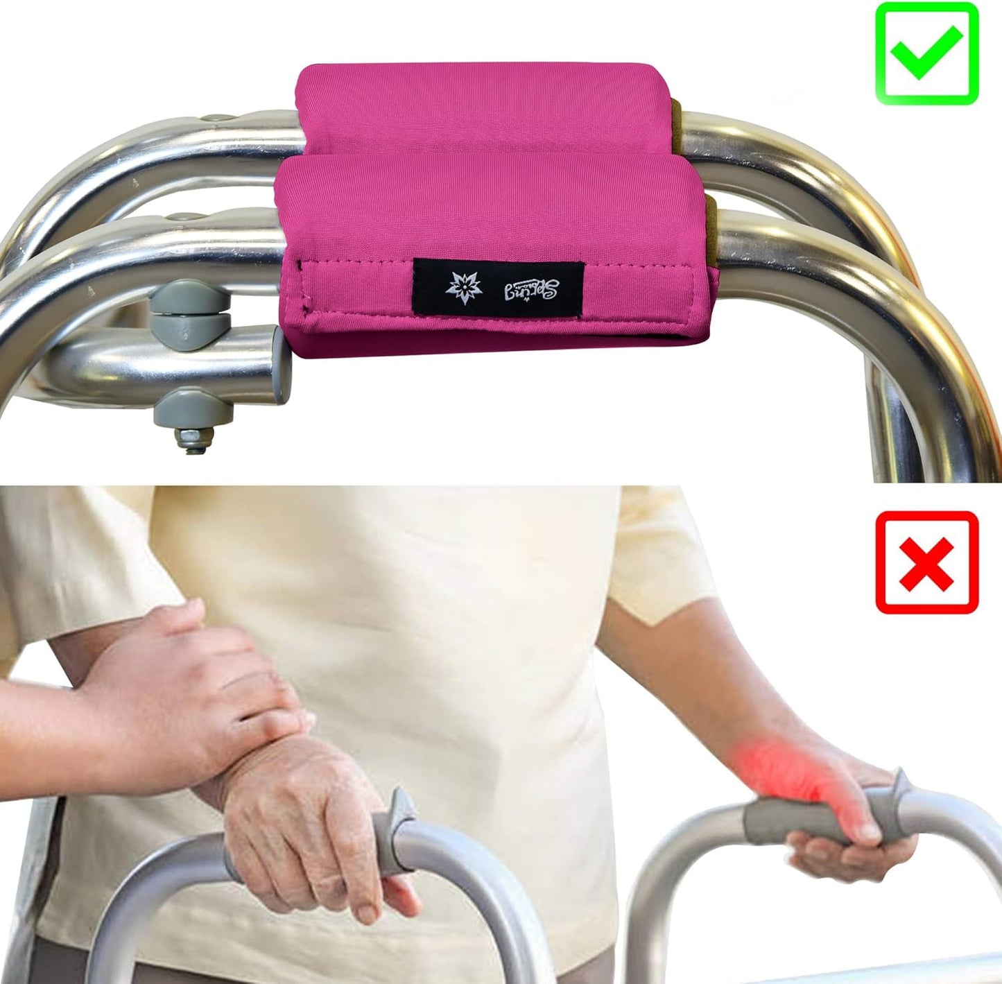 Universal Walker Hand Grip Padded Covers Non-Slip Cushion Foam for Folding Wheelchair Rollator Crutch Handle Pads 2-Pack Red