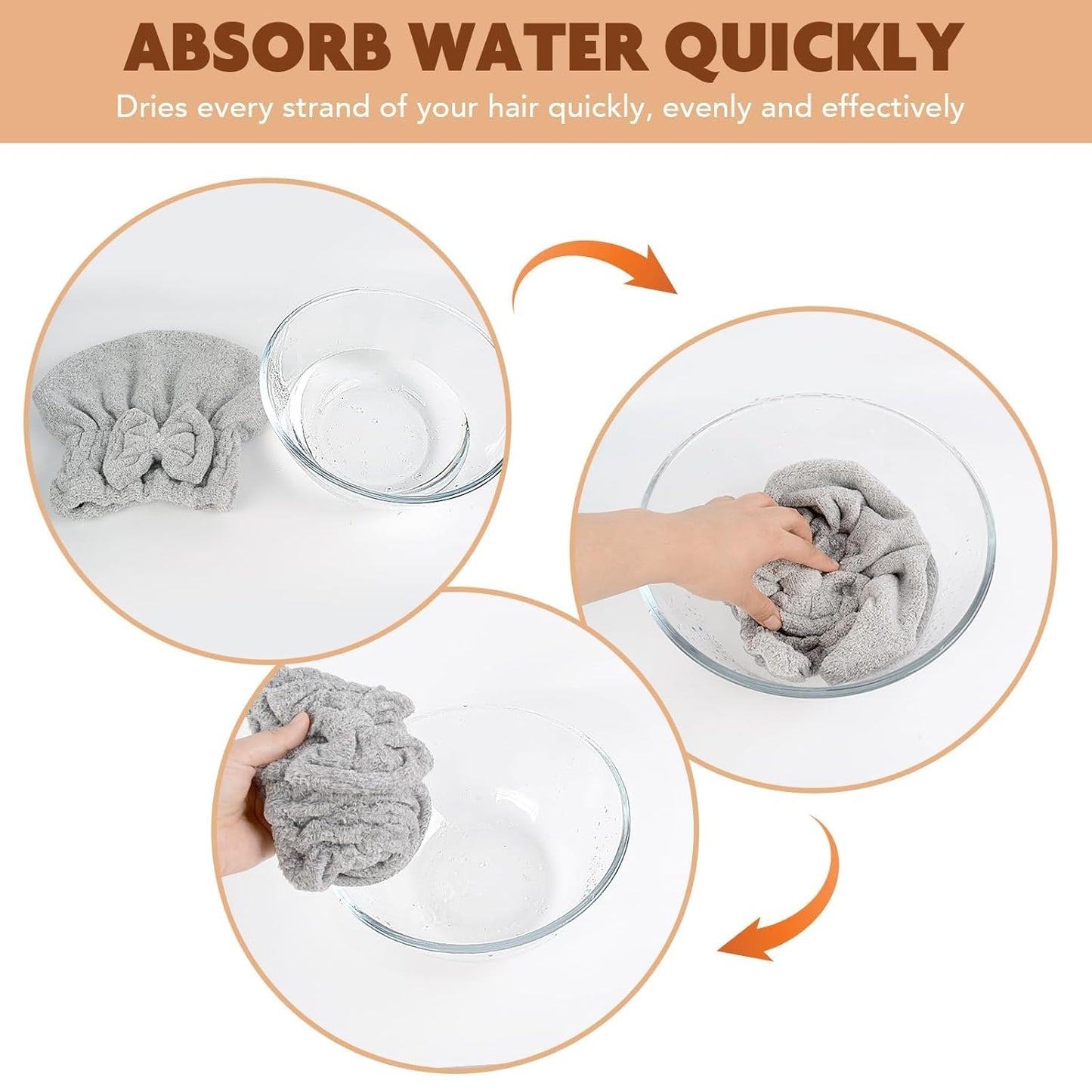 SUNLAND Large Microfiber Hair Drying Caps with Bow knot Fast Drying Shower Cap Soft and Absorbent hairWrap Hair Turban Bath Caps for Curly Thick and wet Hair 11 X 13.4 inch 2 Pack Grey