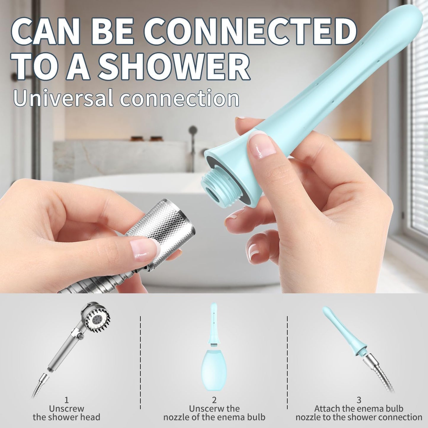 Enemas Anal Douches Anti Backflow-Enema Bulb and Anal Cleaner for Men & Women, Reusable Douche Bottle for Women – Shower-Compatible Butthole Cleaner for Men, Easy to Use & Travel Friendly,Light Blue