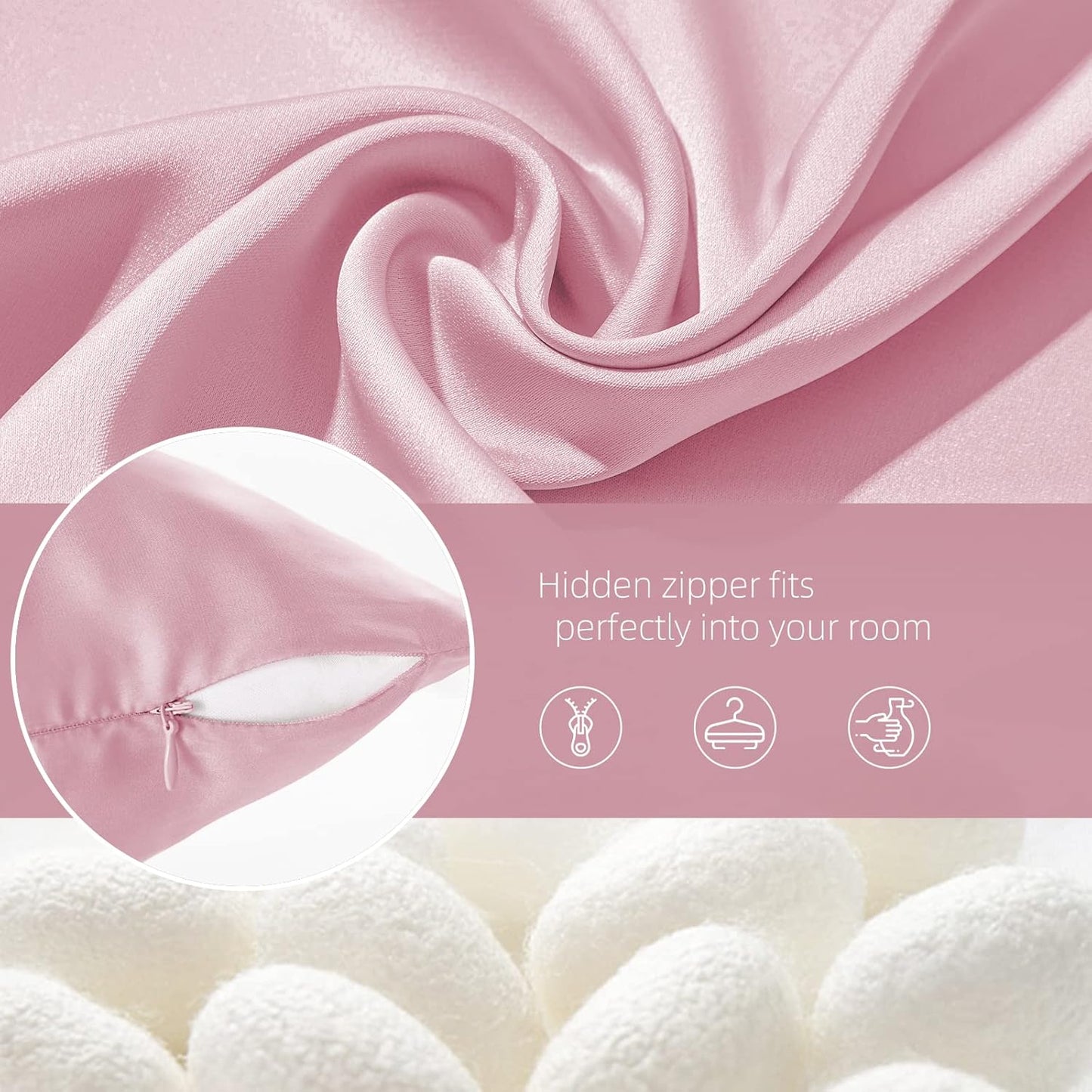 Silk Pillowcase for Hair and Skin Mulberry Silk Pillowcase Soft Breathable Smooth Both Sided Natural Silk Pillowcase with Zipper Beauty Sleep Silk Pillow Case 1 Pack for Gift (Queen, Pink)