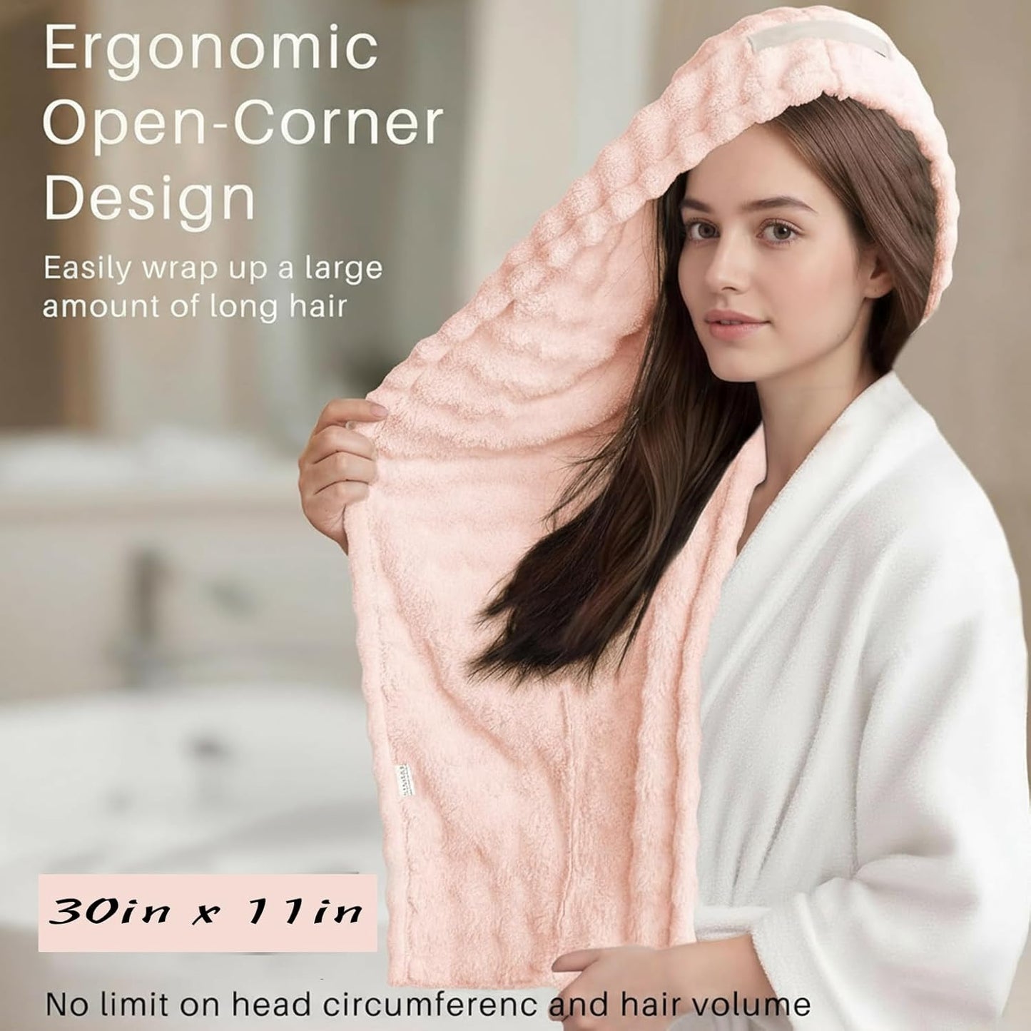 2-Pack Women's Microfiber Hair Towel Wrap: 50% Faster Drying, Ultra - Absorbent & Anti - Frizz for Long and Curly Hair! 40x11 Inches Oversized, Lightweight for Travel, Gym, Spa & Home Use