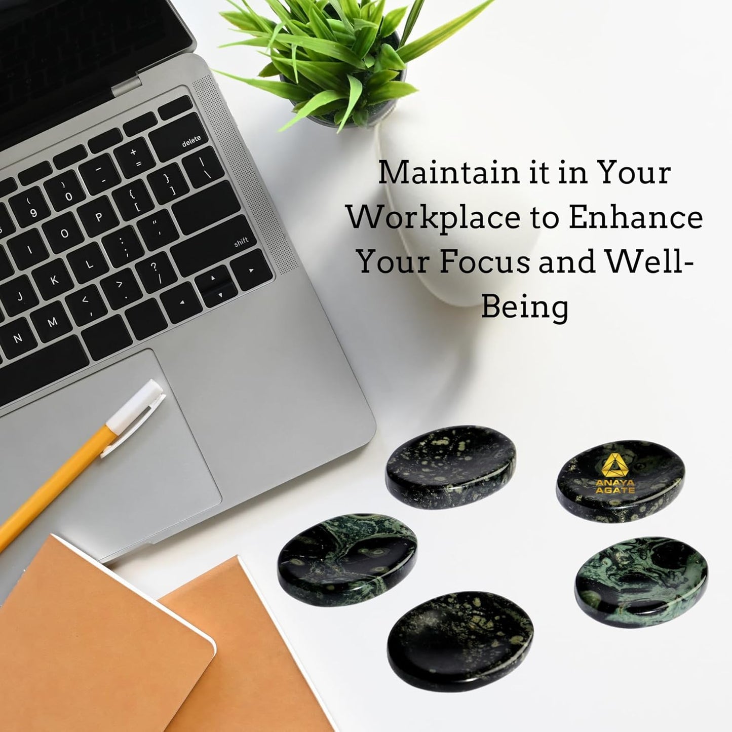 Kambaba Jasper Worry Stones – Crystal Thumb Worry Stone for Anguish, Stress – Relaxing and Soothing Balance Stones for Meditation, Stress Relief – Healing Stones and Crystals for Men and Women