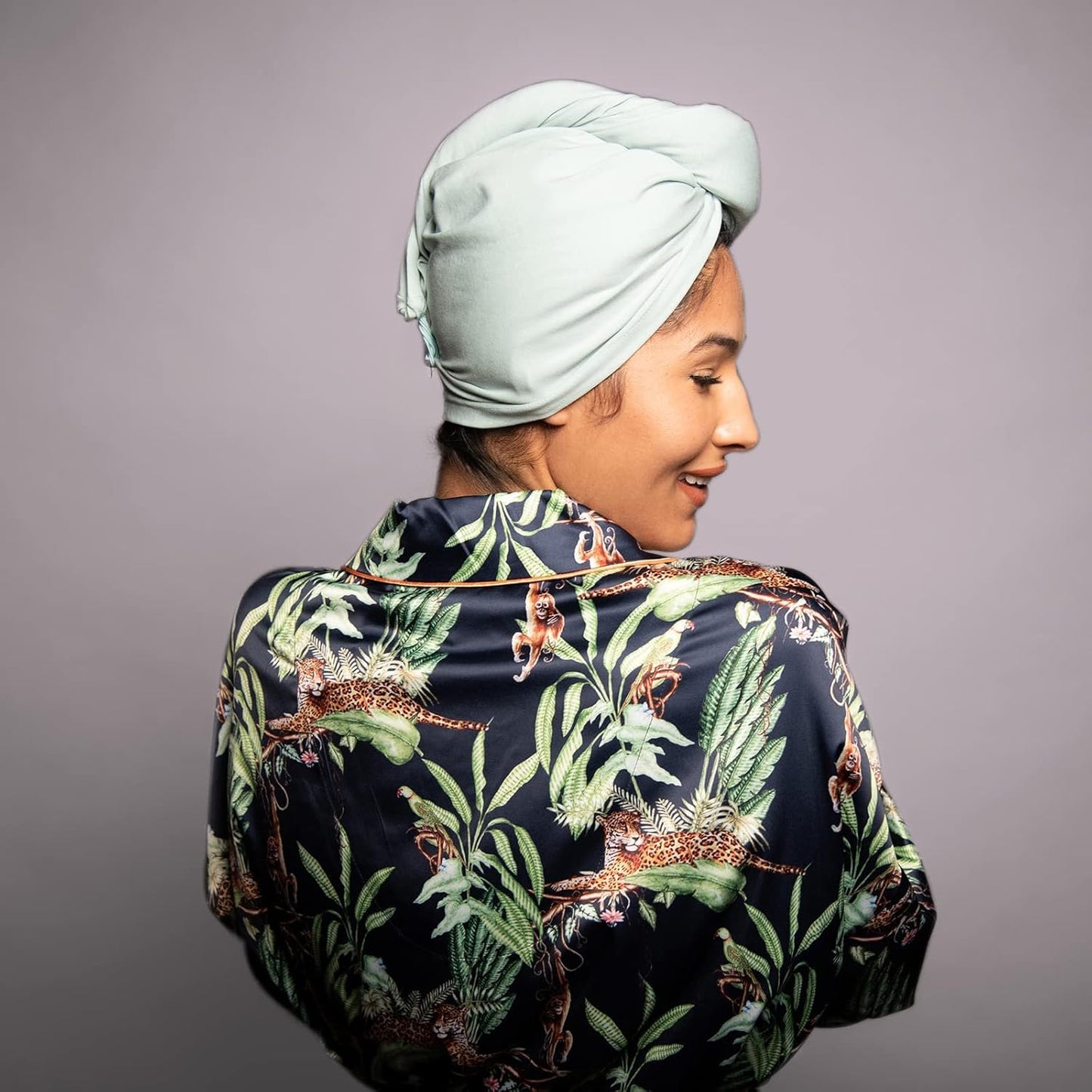 2 PCS Tee Shirt Drying Wrap, Frizz Free, Soft & Lightweight&Flexible, Hair Drying Turban, Gentle Drying Towel Wrap with Button, for Long Hair (Sage&Pink)