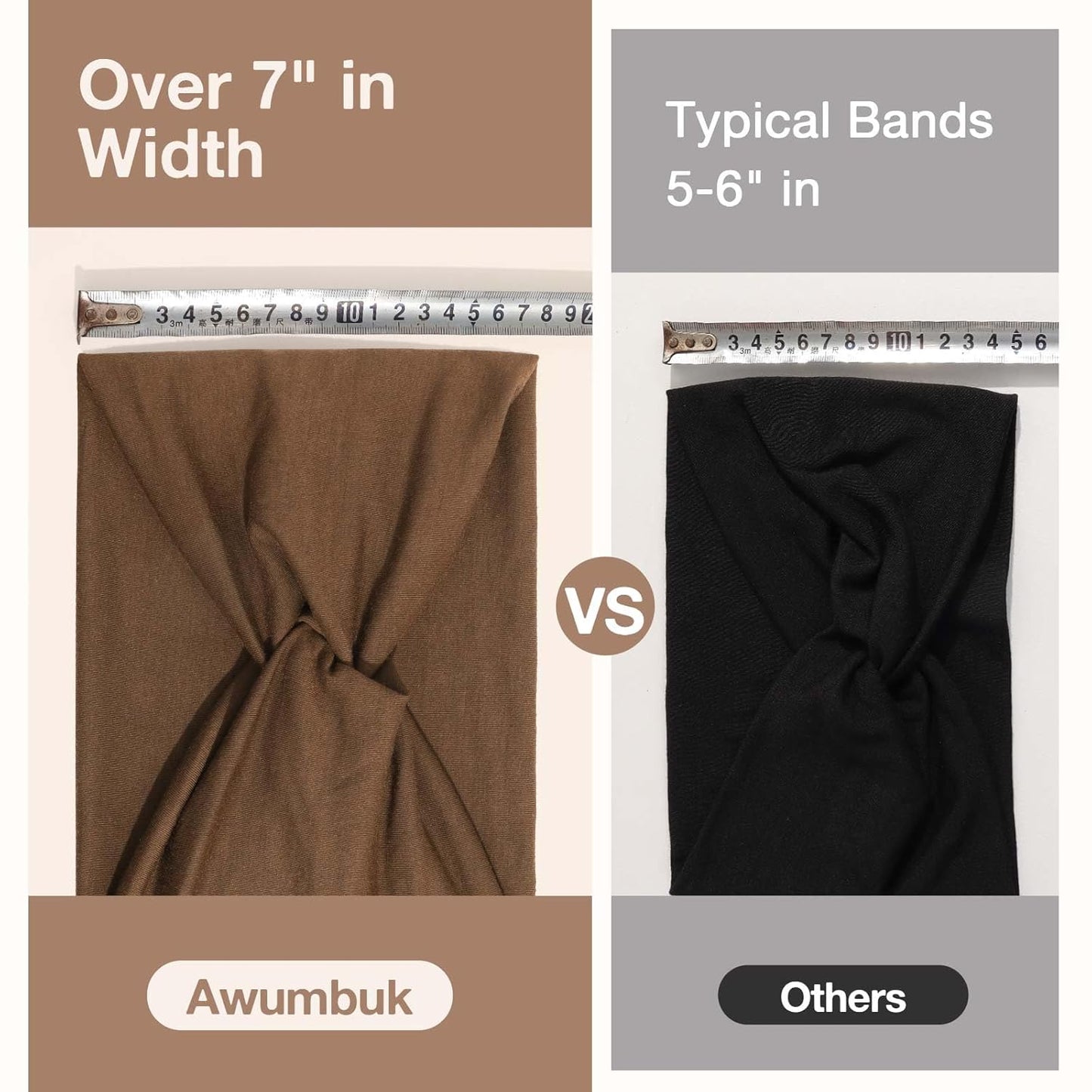 Wide Headbands for Women Knotted No Slip Head Bands Soft Turban Headband Hair Accessories Boho African Solid Color Head Wraps for Women Yoga Workout Pack of 6(Brown)