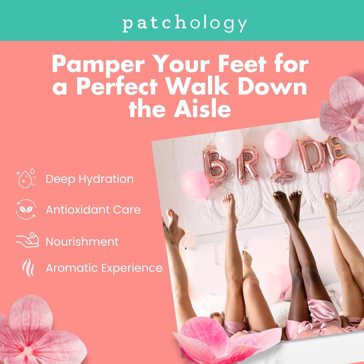 Patchology Rosé Toes Moisturizing Foot Mask – Shea Butter & Strawberry Scented Booties for Dry, Cracked Feet, Disposable Spa Socks with Resveratrol for Soothing Foot Care, Self-Care Essentials
