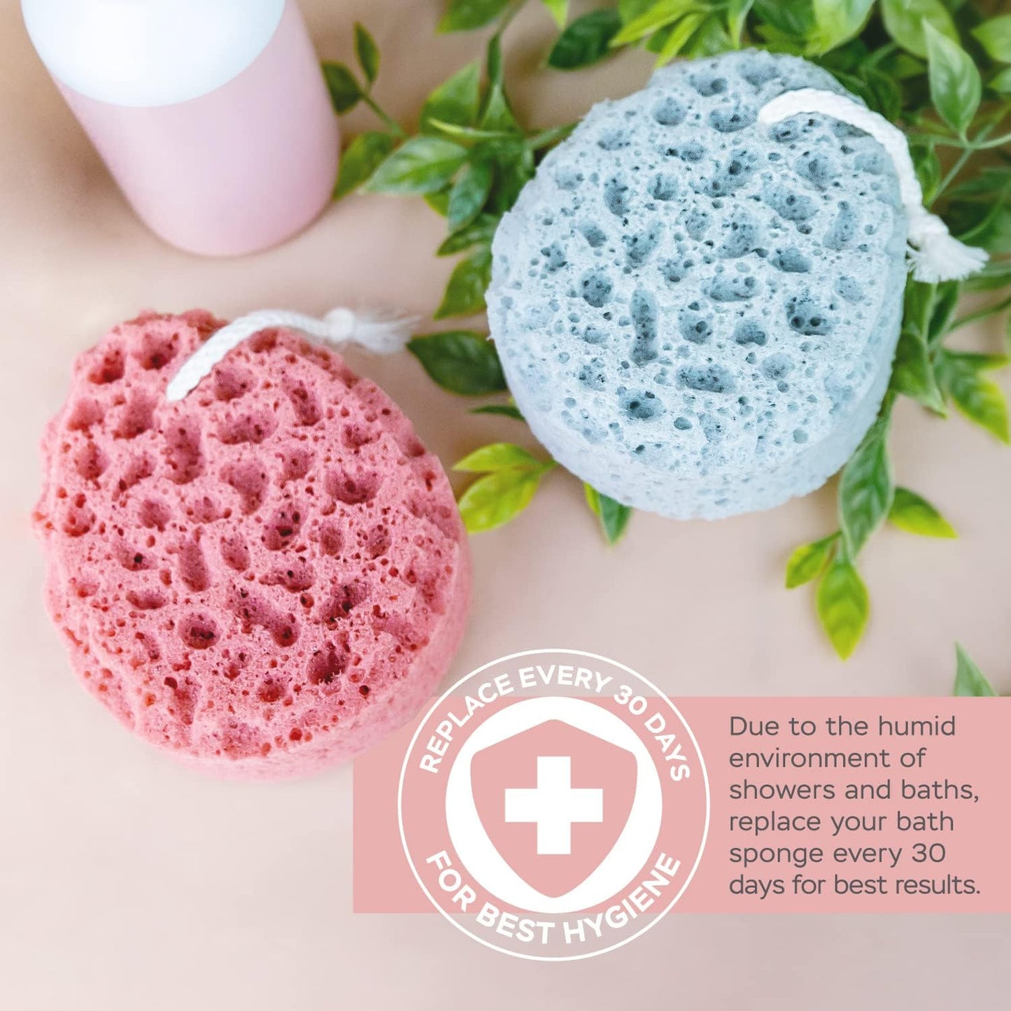 Spongentle Deep Cleansing Body Loofah Sponge, Natural Colors, for Bath and Shower, Multiple Textures for Gentle and Deep Exfoliation, Generous and Rich Lather, (Pack of 2)