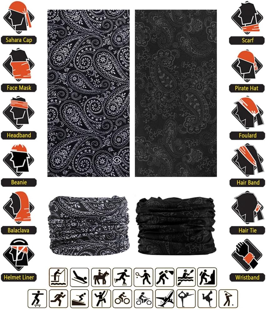 Headband Neck Gaiter Head Wrap Headwear Face Mask Magic Scarf Bandana for Men and Women
