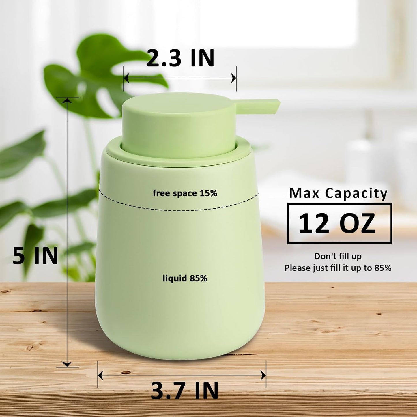 Soap Dispenser Ceramic with Easy-to-Press Pump Hand Lotion Liquid Dispenser for Shampoo Bathroom Kitchen 12 oz