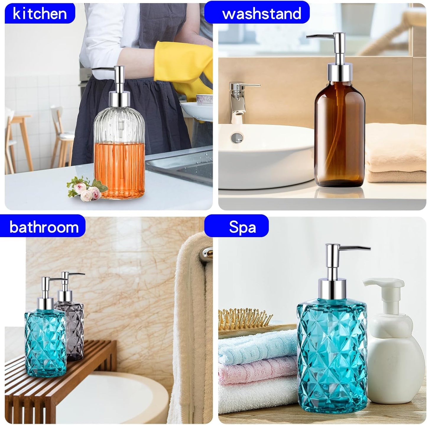 4PCS Soap and Lotion Dispensers Pump Replacement,Smooth Action(Silver)