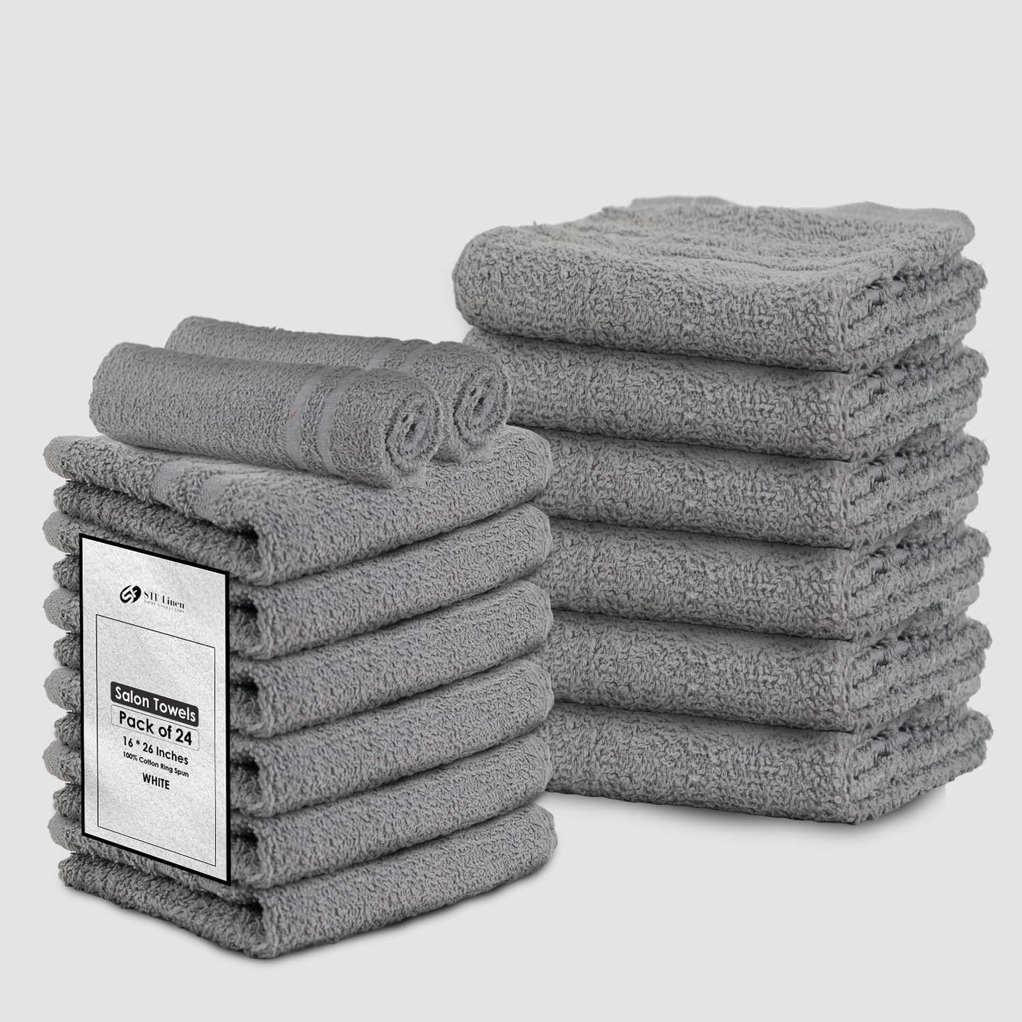 24 Pack Dark Grey Hand Towel 100% Cotton Spa Towel – 16x27 inches Highly Absorbable Facial Towels Gym, Hair Towel and Face Towel Bulk Small Towels (Not Bleach Proof)