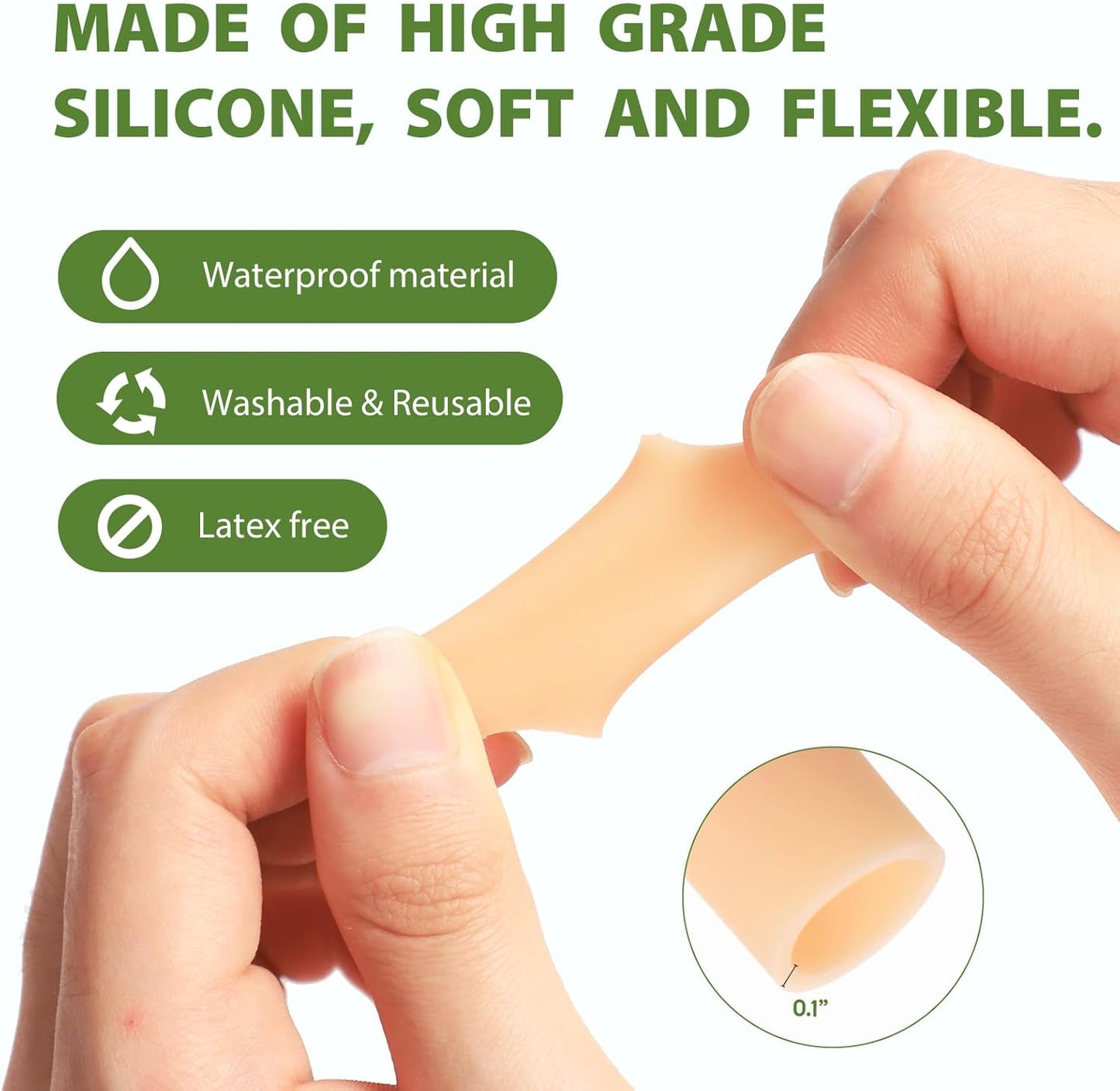 Bukihome Silicone Toe Protectors – 14 Pack Silicone Toe Sleeve for Hammer Toes, Corns, Calluses, Blisters – Soft Gel Protector Toe Cushions for Pain Relief (Beige, Small)