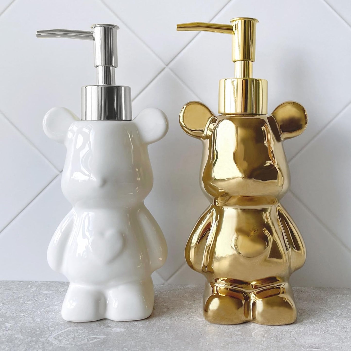 Gold Pump Replacement for Soap Dispenser, 3 Pack Pump Head, 28/400 Threads Standard Size, for Bathroom and Kitchen, (Shiny Gold)