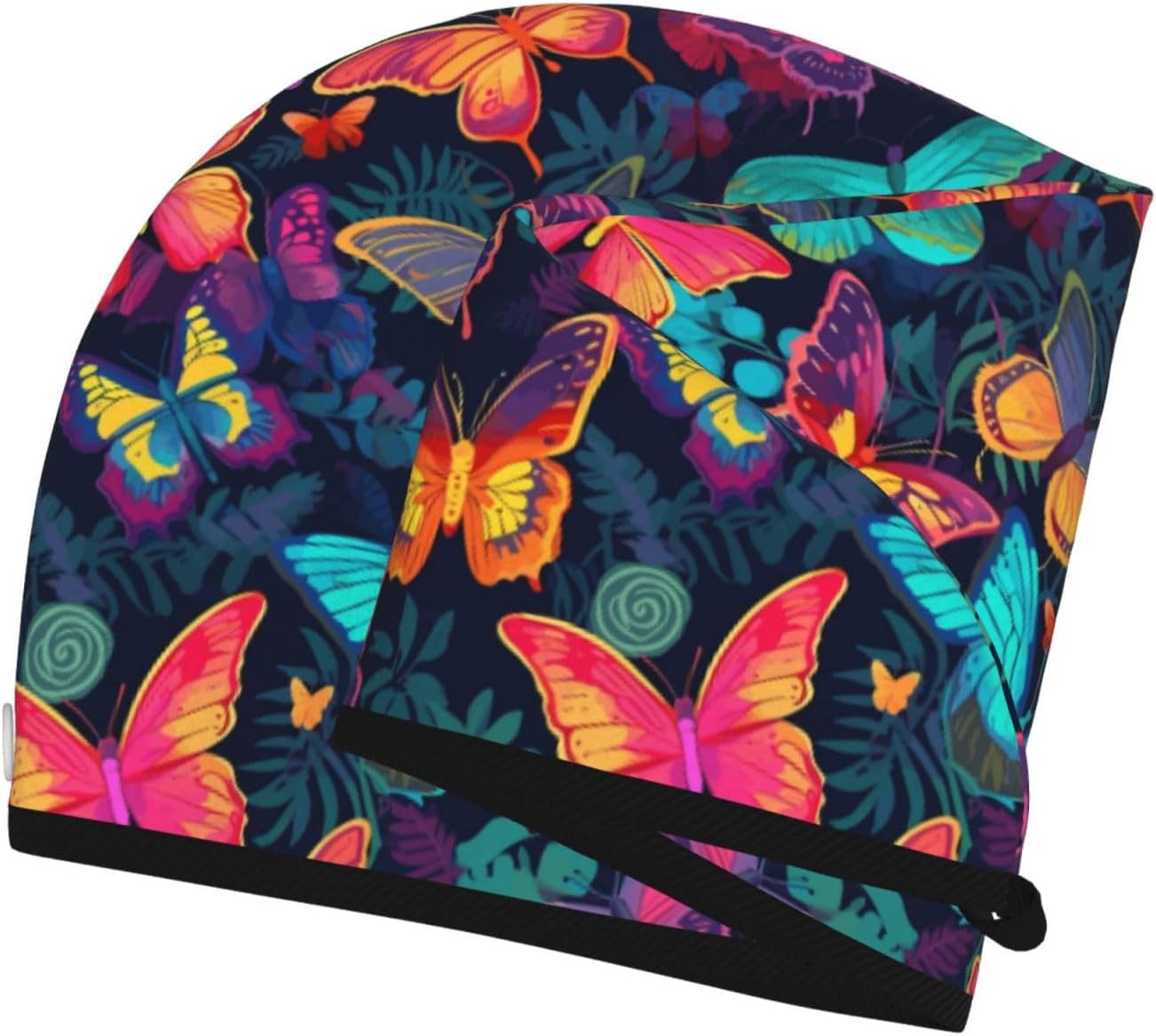 Butterfly Hair Towel Wrap Microfiber Fast Drying Hair Turban with Buttons for Women Drying Curly, Long & Thick Hair