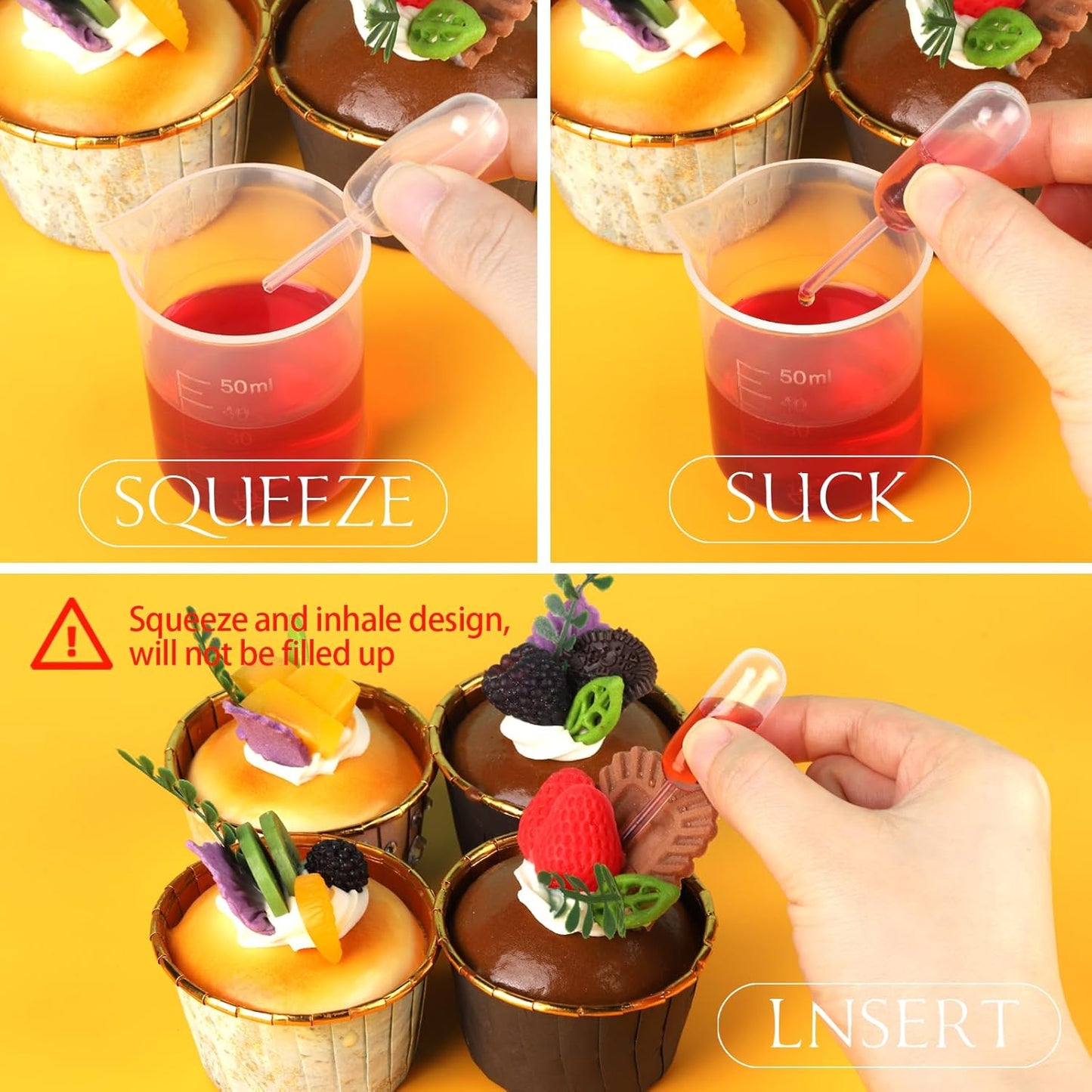 Teenitor Plastic Pipettes Squeeze Dropper Disposable 4ml 100pcs Mini Flavor Injector for Chocolate Strawberries Ice Cream Mini Cakes