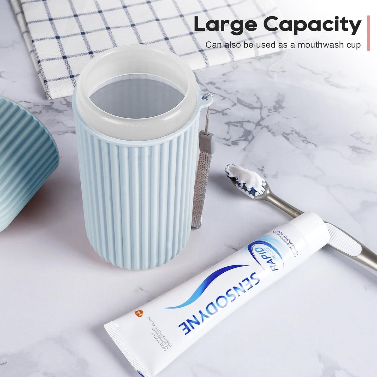 UCEC Toothbrush Travel Case, Portable Holder for Travel, Business, School - 2 Pack (Blue, Grey)