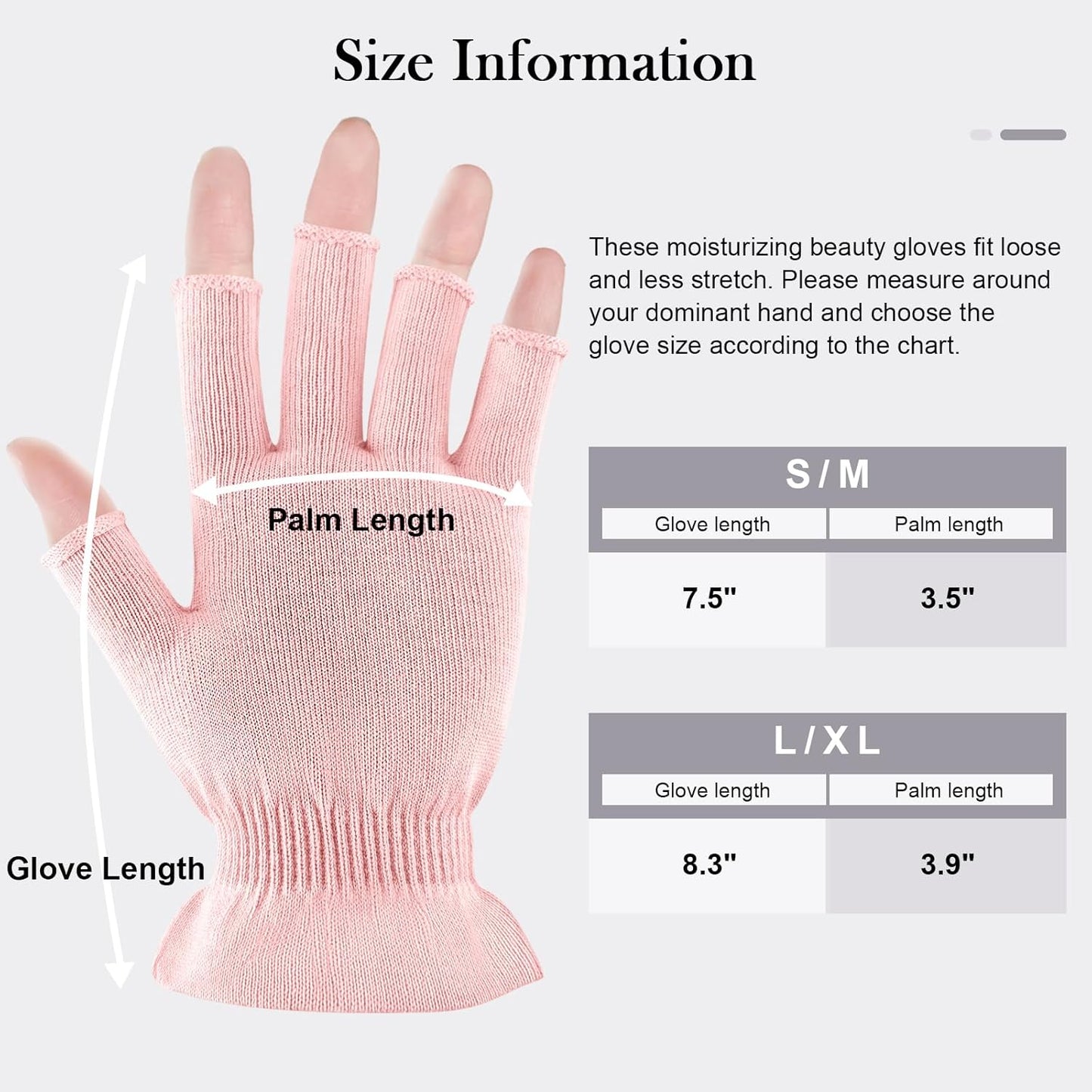 MIG4U Fingerless Moisturizing Gloves, Half Finger Touchscreen Beauty Glove for Eczema, SPA, Dry Hands, Skin Treatment, Summer Sun UV Protection, Pink, 1 Pairs S/M