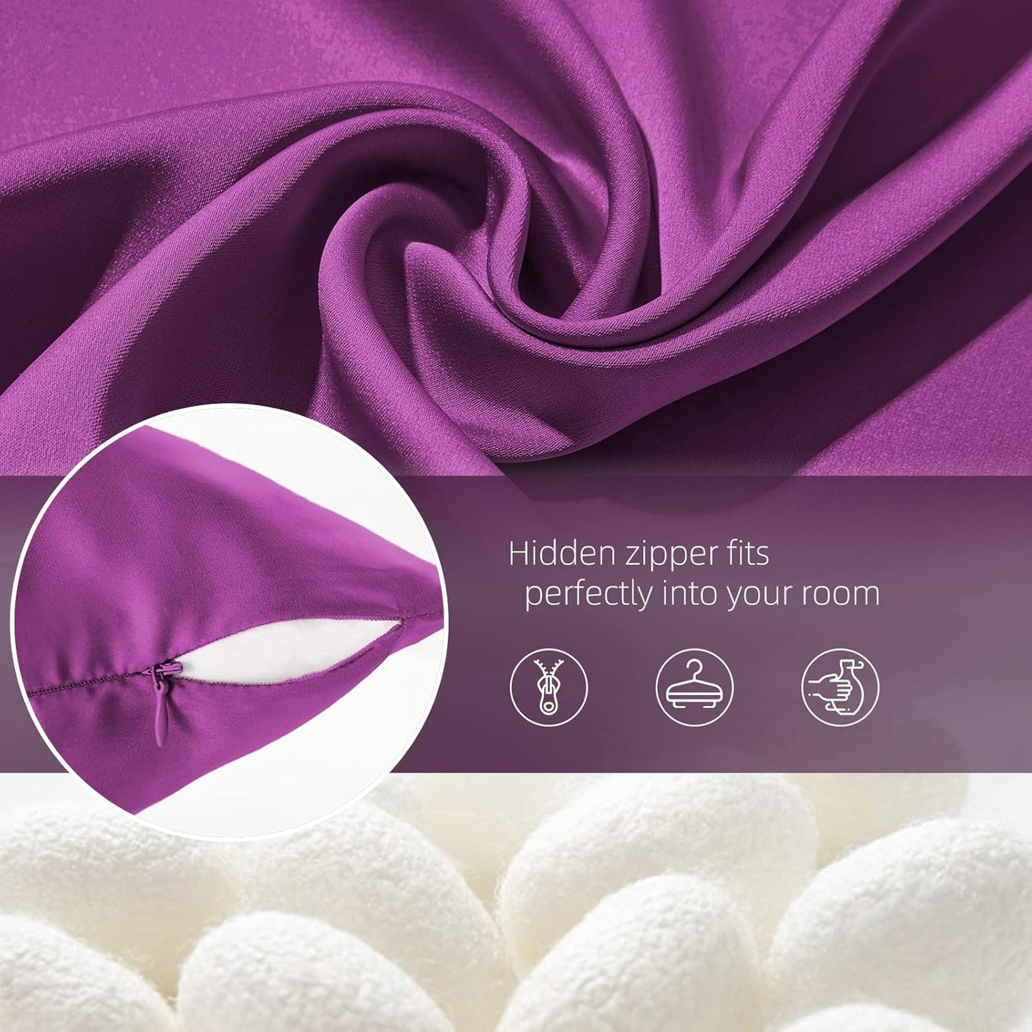 Mulberry Silk Pillowcase for Hair & Skin - Soft, Breathable, Smooth Both Sided Natural Silk Pillowcase with Zipper - Beauty Sleep Silk Pillow Case 1 Pack for Gift (King, Purple)