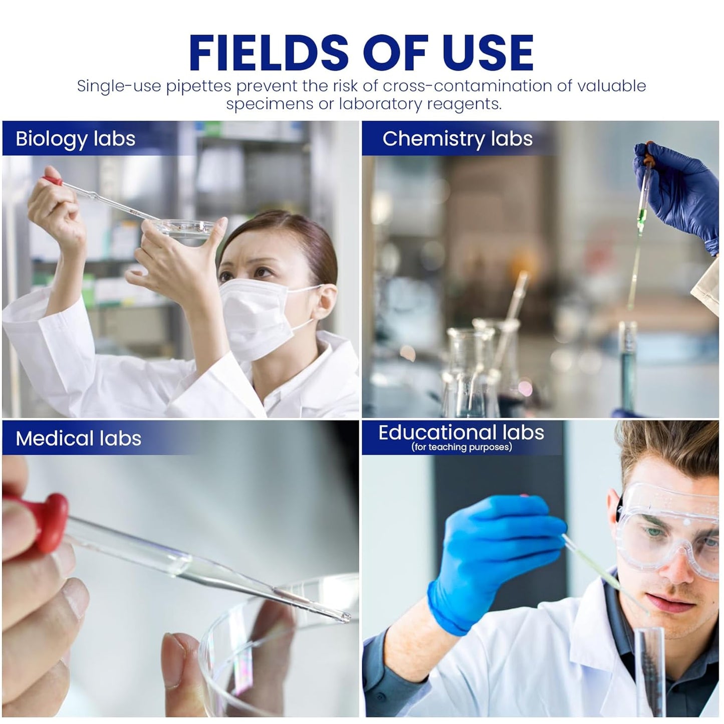 ALWSCI Borosilicate Glass Pasteur Pipette,Convenient pipetting,Essential Oils,Sample Handling,250pcs