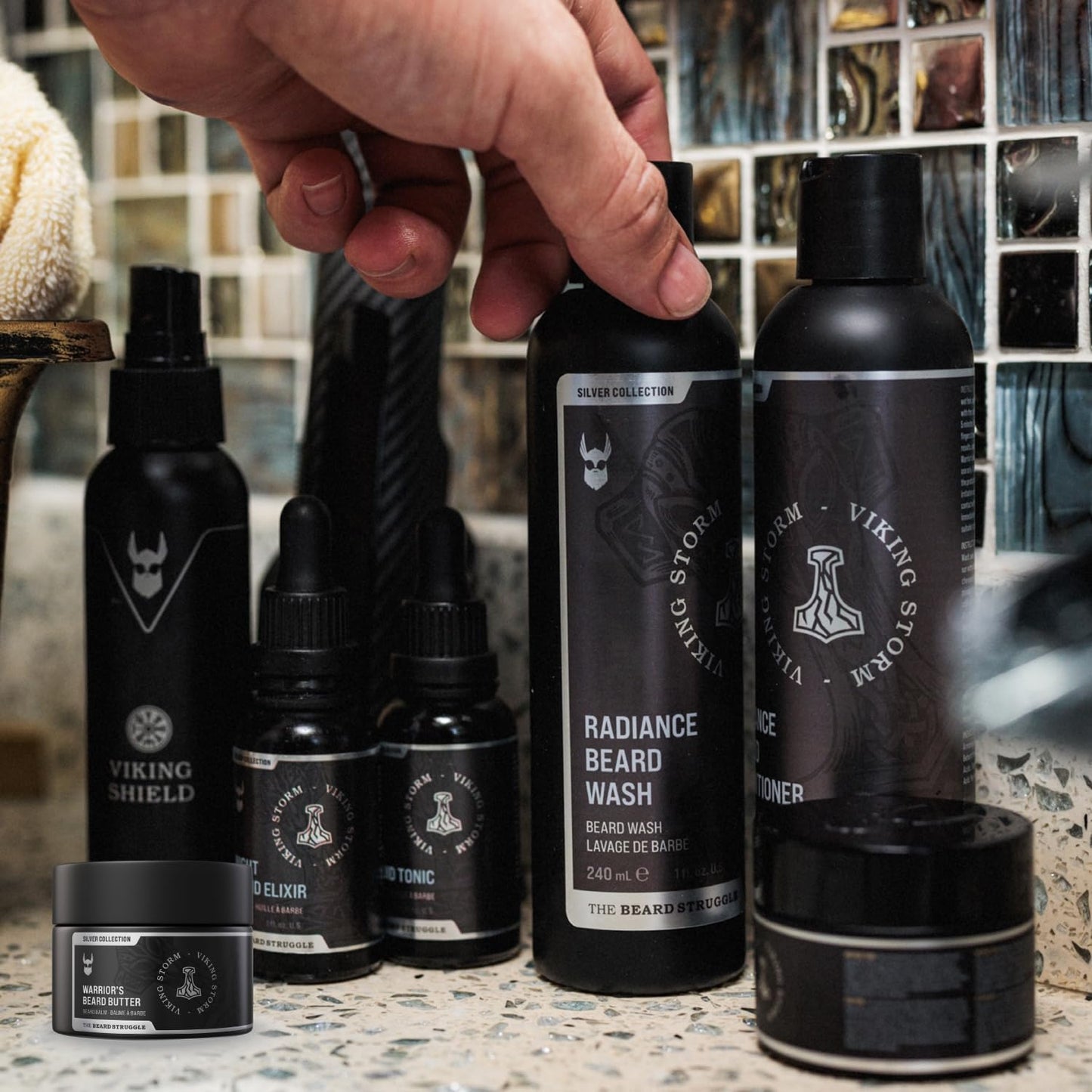 The Beard Struggle Greenlander Bundle - Beard Kit with Butter, Balm, Night Oil, Day Oil, Wash & Conditioner - Gold Collection - Asgardian Secret