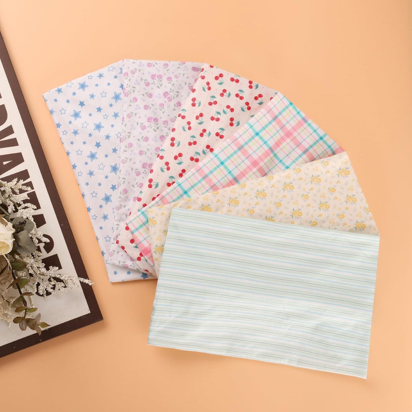 Cobahom 6Pcs Wide Headbands for Women Non Slip Soft Fabric Hair Wrap Boho Head Bands Elastic Sport Hair Bands for Workout Yoga Running (Sweet Flower)