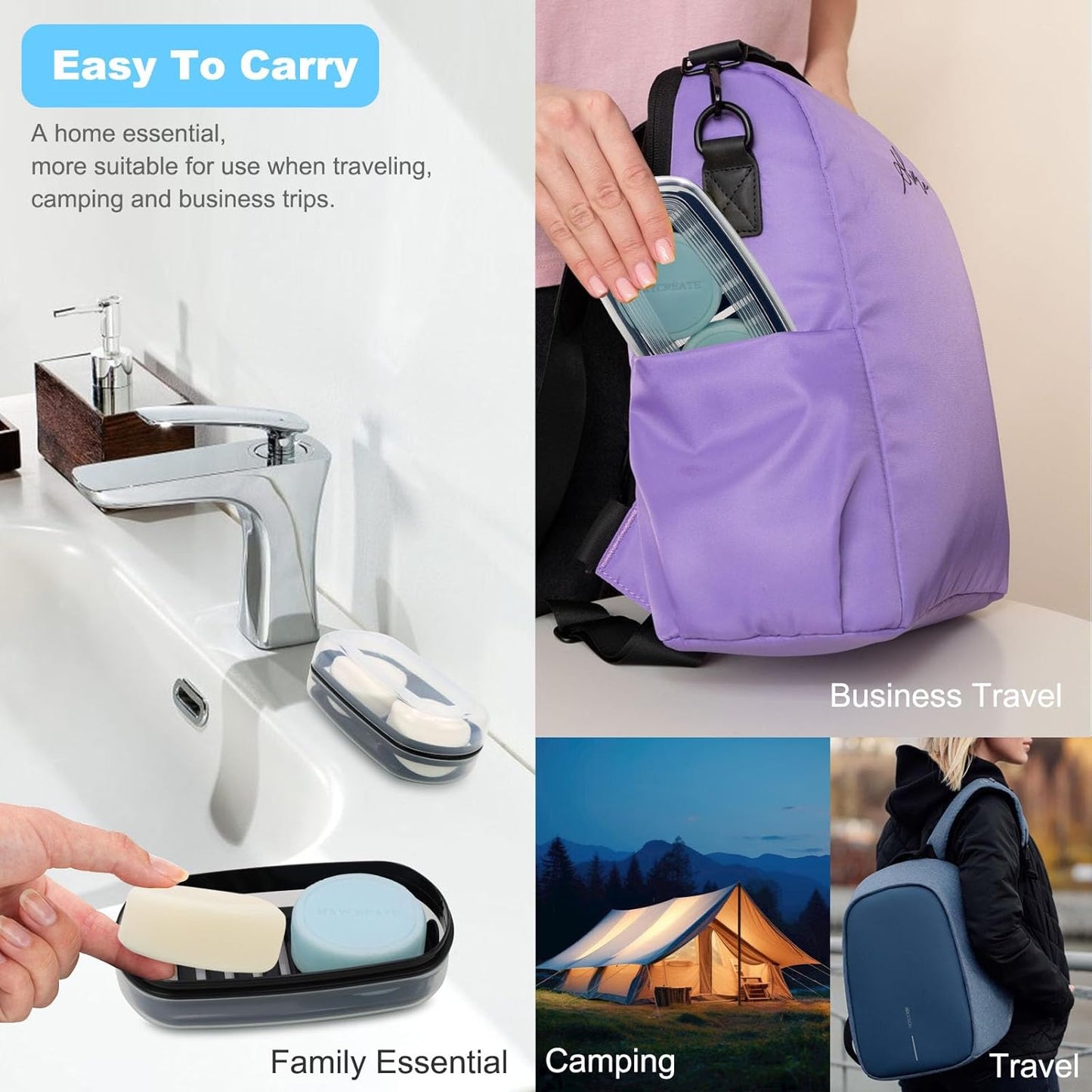 Solid Shampoo Bar Holder, Large Bar Soap Holder, Travel Soap Container, Soap Box with Draining Layer, Soap Case for Bathroom, Traveling, Gym, Camping (Clear Style-1-Large)