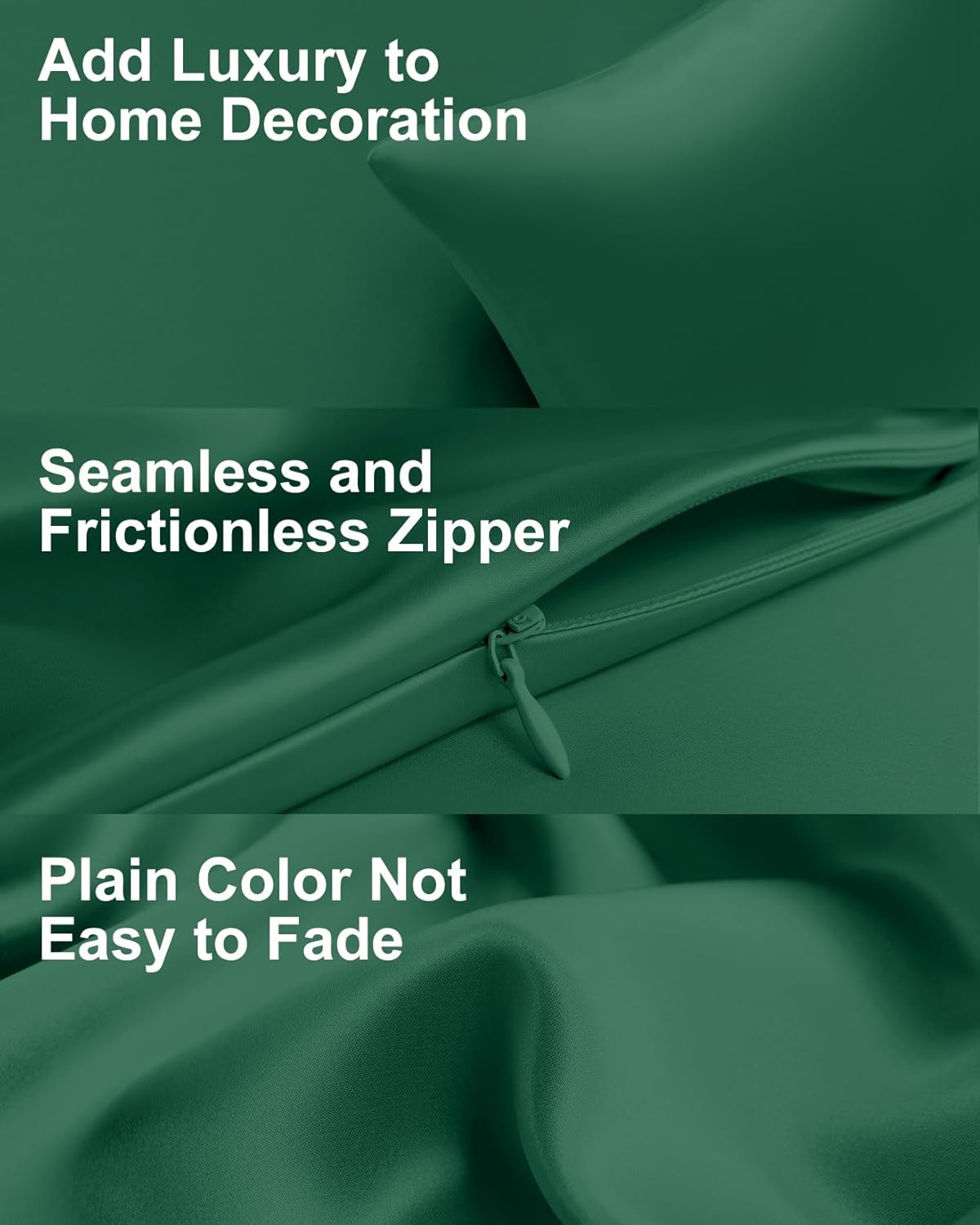 THXSILK Set of 2 100% Mulberry Silk Pillowcase for Hair and Skin, Real Mulberry Silk Both Sides, Smooth Breathable Natural Silk Sleep Pillow Cases with Hidden Zipper (Standard 20"x26", Emerald Green)