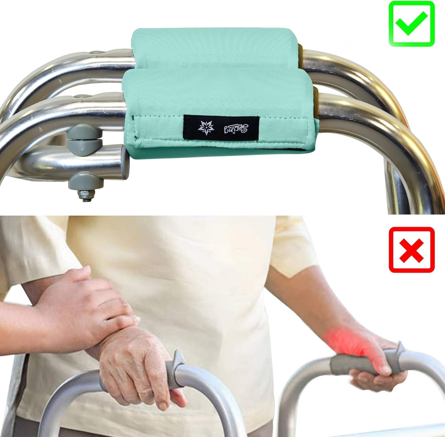 Universal Walker Hand Grip Padded Covers Non-Slip Cushion Foam for Folding Wheelchair Rollator Crutch Handle Pads 2-Pack Cyan