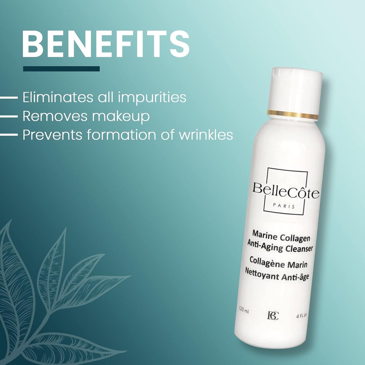 Marine Collagen Anti Aging Cleanser - Lichen Extract & Peptides for Dull And Dehydrated Skin, Removes Impurities & Makeup Toxins | Organic Seaweed Facial Cleanser 4 fl oz