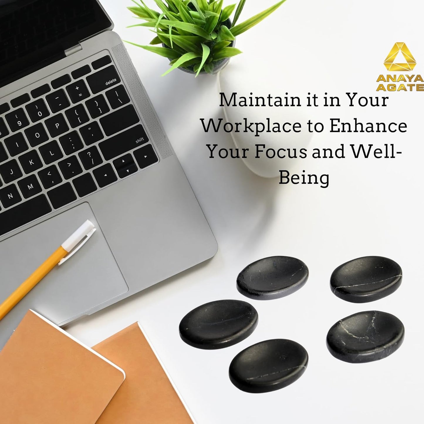 Shungite Worry Stones – Crystal Thumb Worry Stone for Anguish, Stress – Relaxing & Soothing Balance Stones for Meditation, Stress Relief – Healing Stones & Crystals for Men, Women