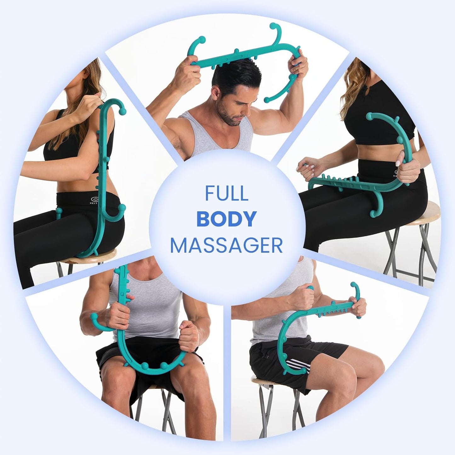 Back and Neck Massager, Full Body Trigger Point Tool, Stick for Pain Relief, Pressure Point Tool, Cane, Hook, Muscle Knot Remover