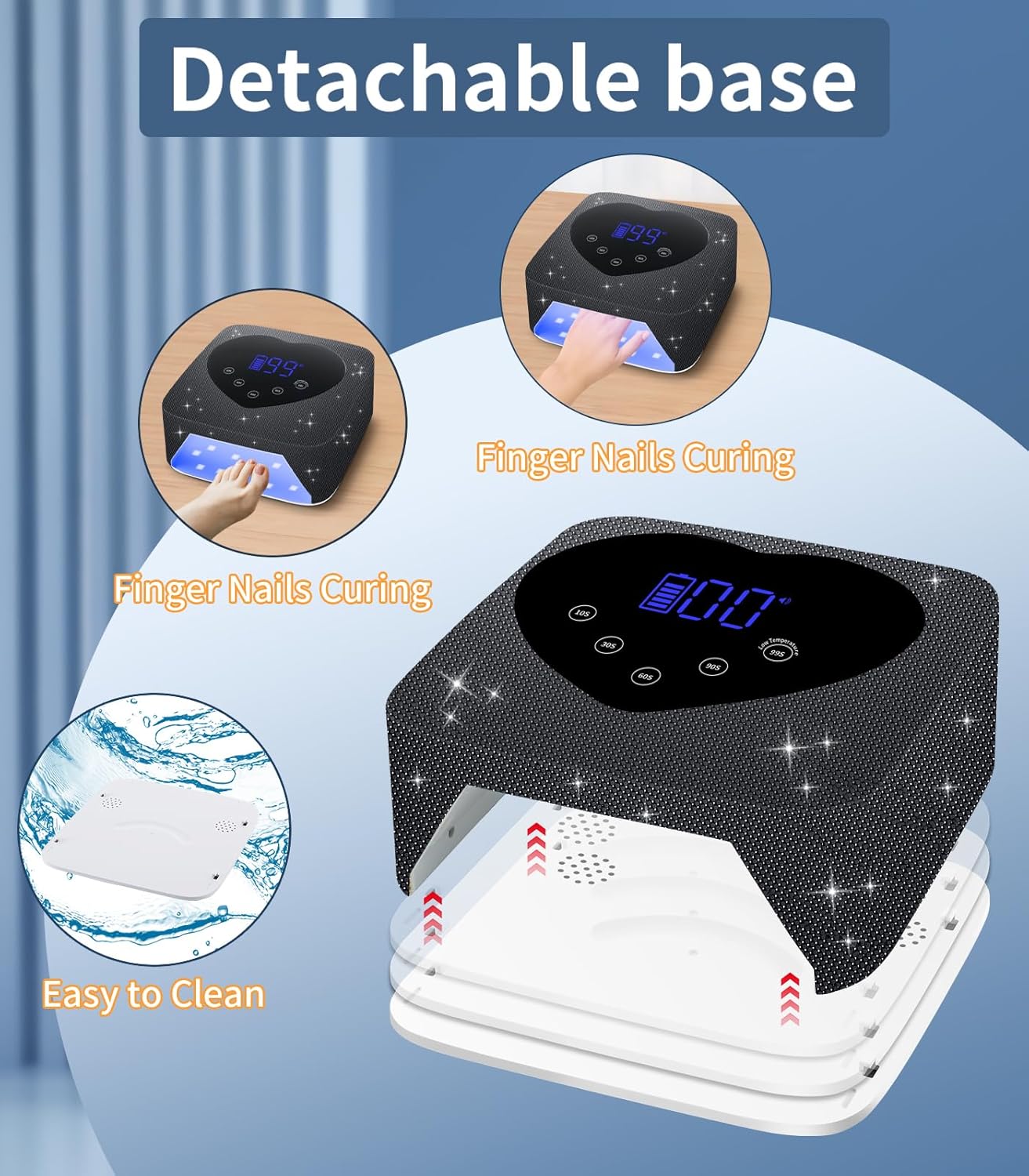 UV Light for Nails, Cordless UV Nail Lamp 72W, Rechargeable Black Diamond LED Dryer with 5 Timer Setting, Touch Control & Auto Sensor, Fast Light Curing Lamp for Salon & Home