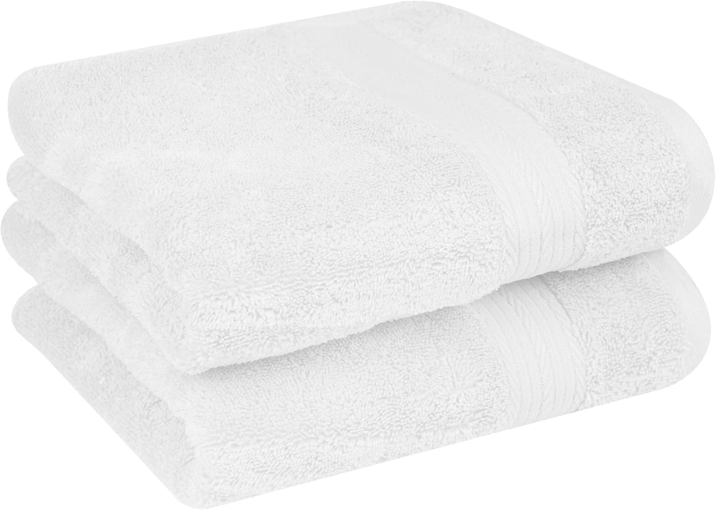 Ample Decor Hand Towels for Bathroom 18 X 28 Inch 600 GSM 100% Cotton, Soft Absorbent - Set of 2 - White