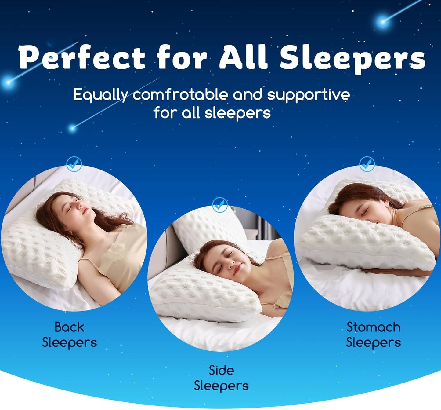 Cooling Side Sleeper Pillow for Neck and Shoulder Pain, Luxury Shredded Memory Foam Curved Bed Pillows for Sleeping Set of 1- Adjustable Queen Size- Washable Cover Original White