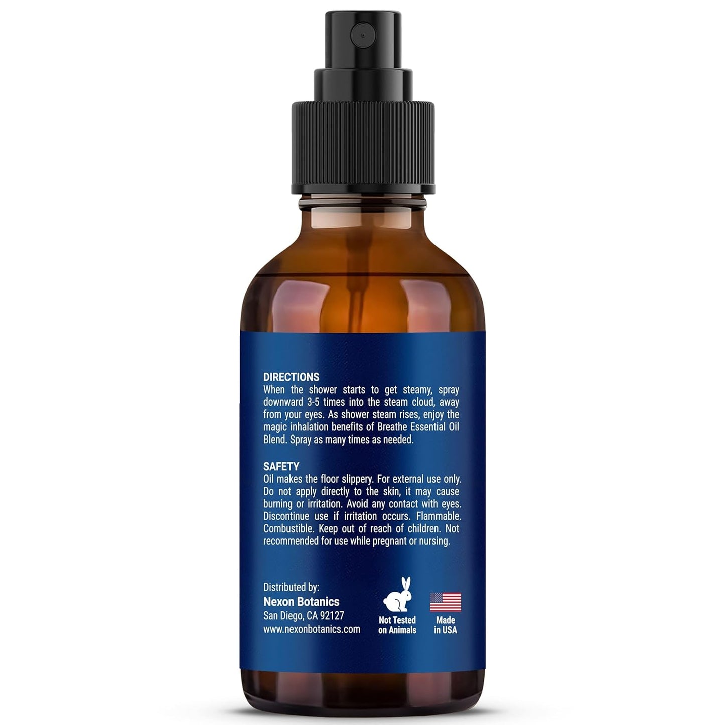 Breathe Shower Steamer Spray 2 fl oz - Aromatherapy Mist with Rosemary, Peppermint, Eucalyptus Essential Oil Blend - Refreshing Spa at Home Steam Spray - Nexon Botanics