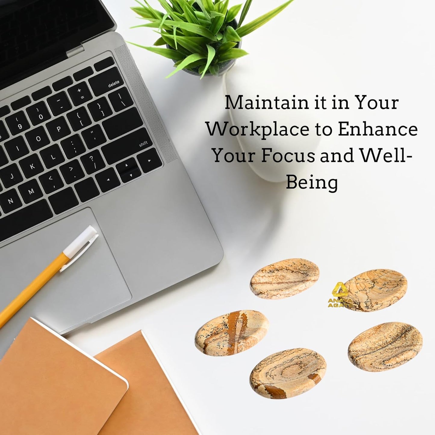 Picture Jasper Worry Stones – Crystal Thumb Worry Stone for Anguish, Stress – Relaxing and Soothing Balance Stones for Meditation, Stress Relief – Healing Stones and Crystals for Men and Women