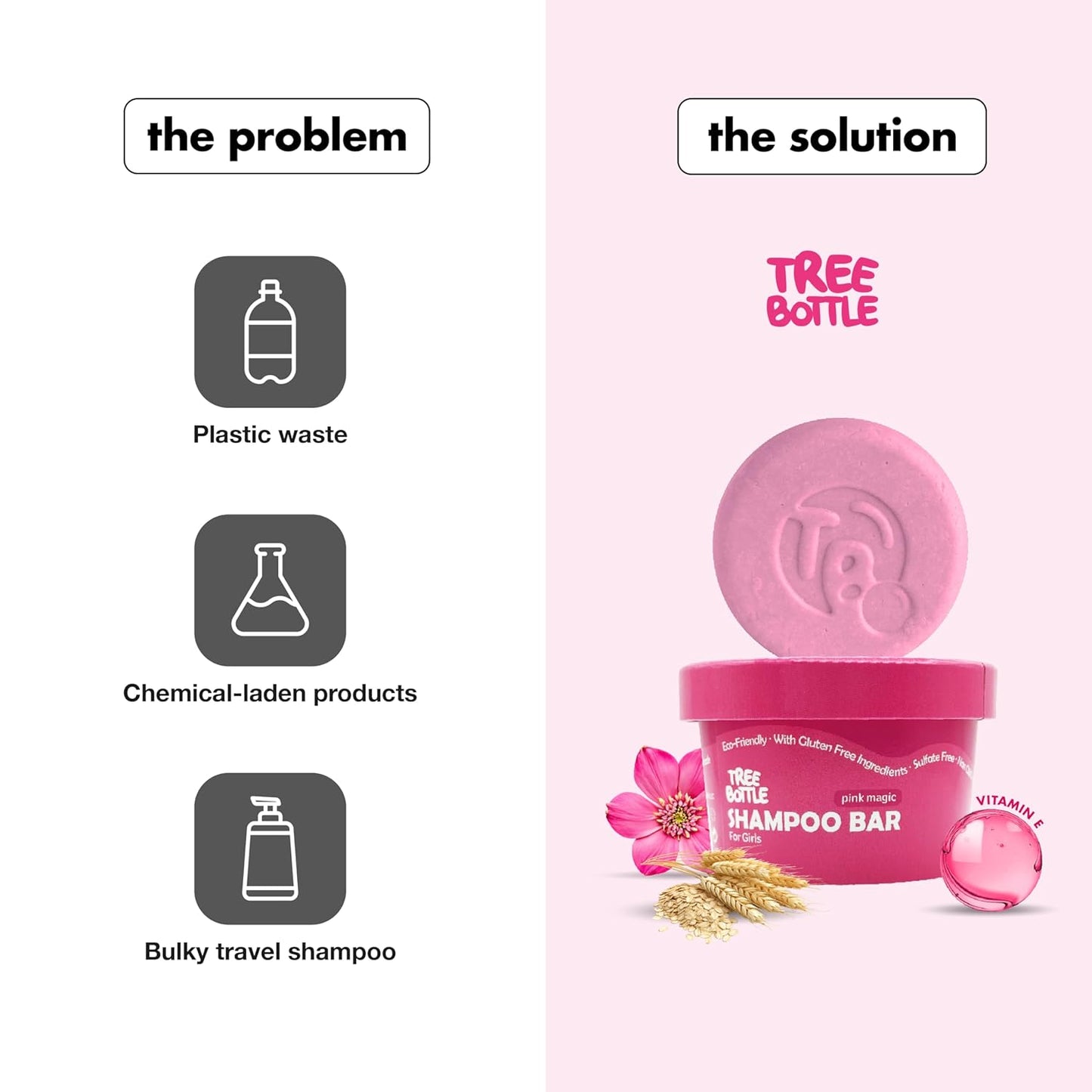 Hydrolyzed Oat Protein + Squalane Shampoo Bar for Girls - 4.5oz - For all Hair Types - Gentle on sensitive Eyes & Scalp - Natural, Tear-Free, Sulfate & Paraben-Free - Made in USA - 4.5oz