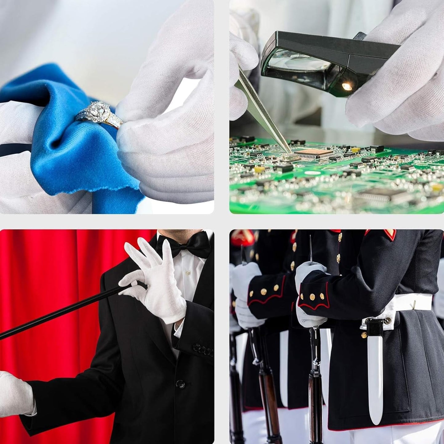 Frienda 300 Pcs Cotton Gloves Bulk Large Size for Men Women Inspection Gloves for Dry Hand Art Handling Coin Jewelry(L)