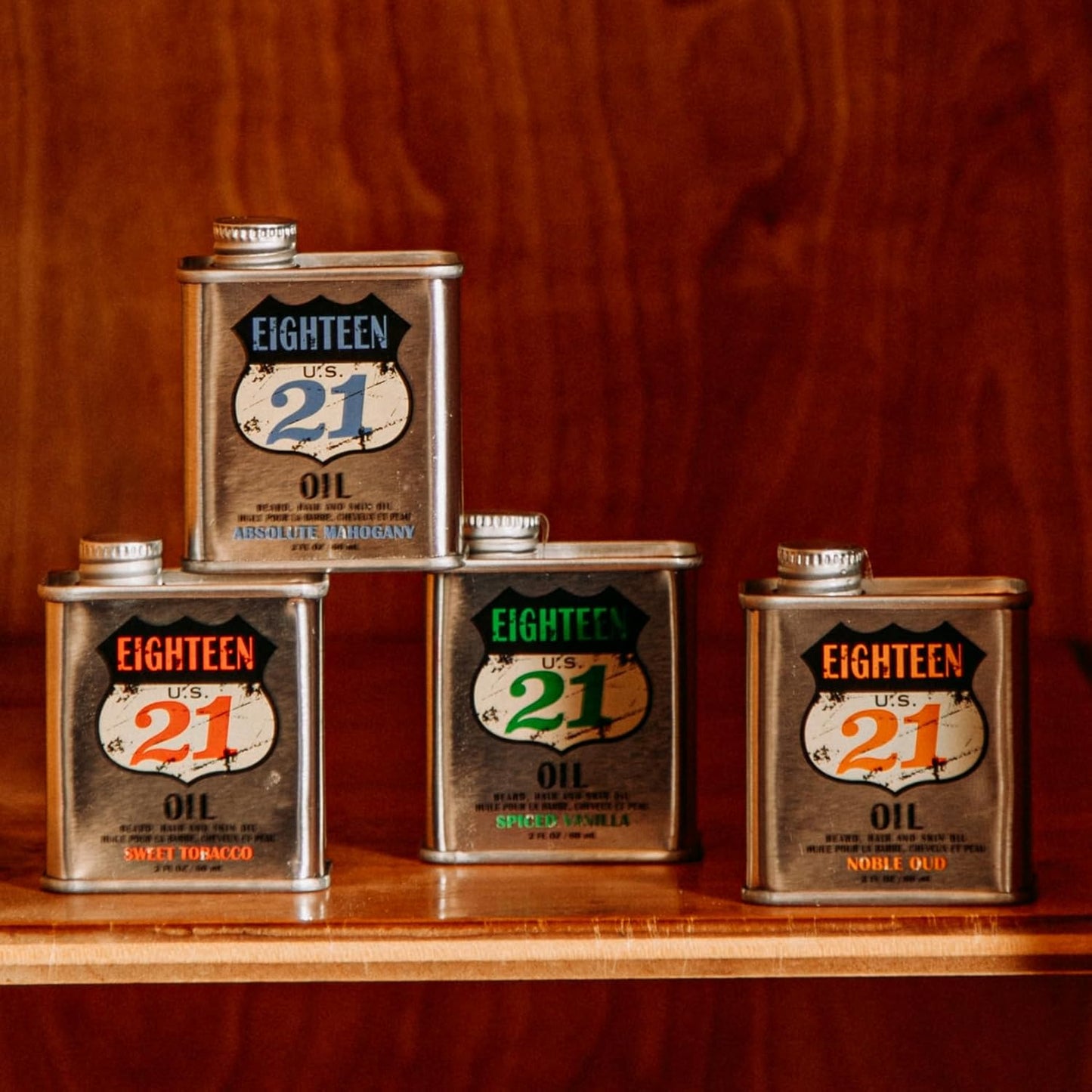 18.21 Man Made Sweet Tobacco & Absolute Mahogany Beard, Hair & Skin Oil 2-Set Bundle, All Hair & Skin Types for Men, Strengthens and Moisturizes in a Manly Aroma