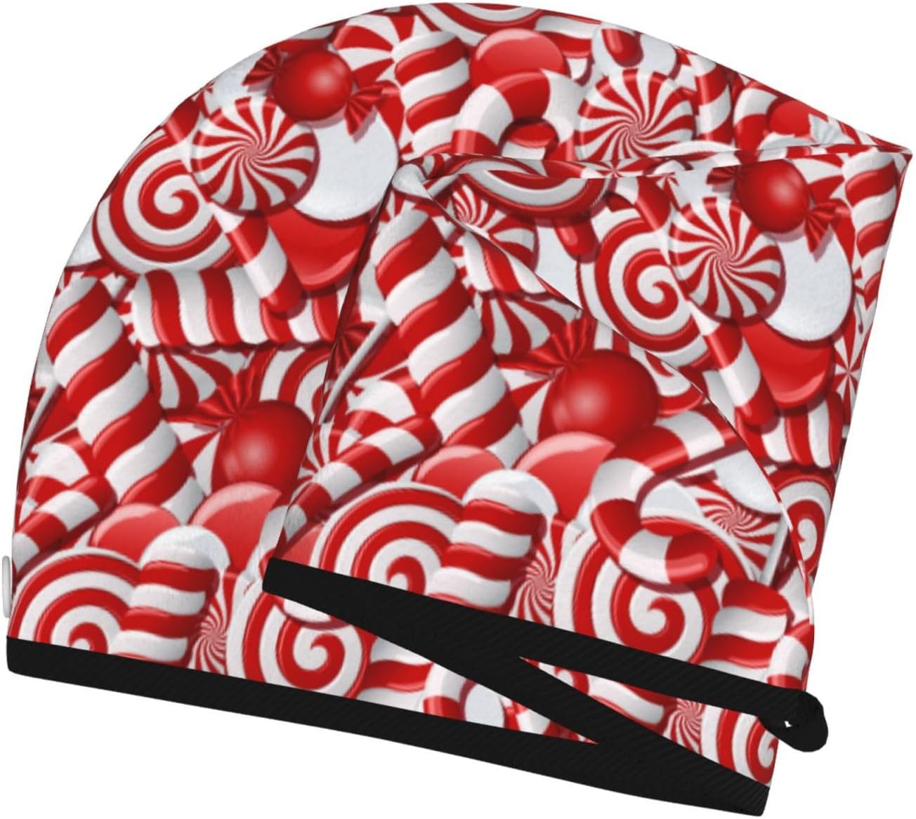 Christmas Swirl Candy Hair Towel Wrap Microfiber Fast Drying Hair Turban with Buttons for Women Drying Curly, Long & Thick Hair