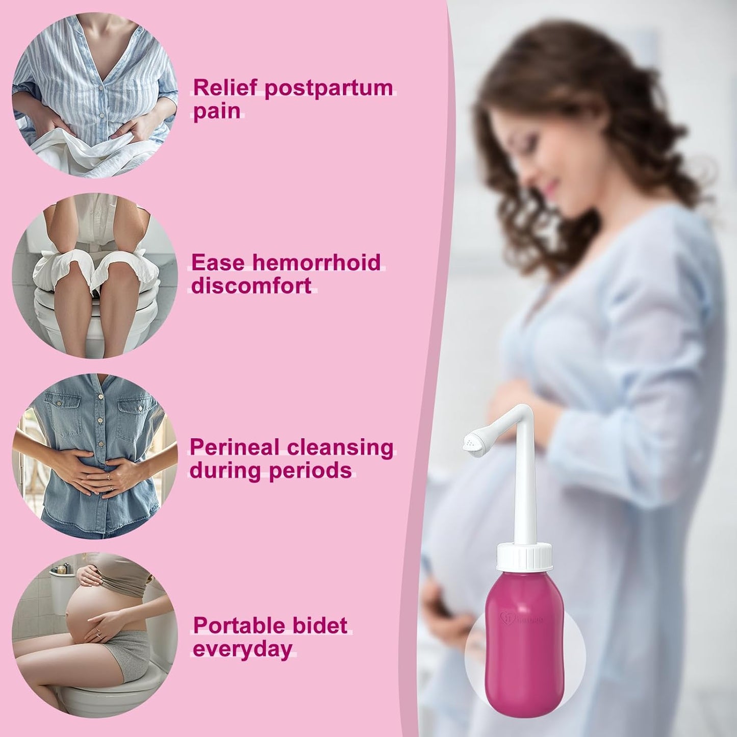 Peri Bottle for Postpartum Care, Perineal Bottle for New Mom Postpartum Essential, 10 Oz Upside Down Peri Bottle for Postpartum Recovery, Portable Bidet for Women