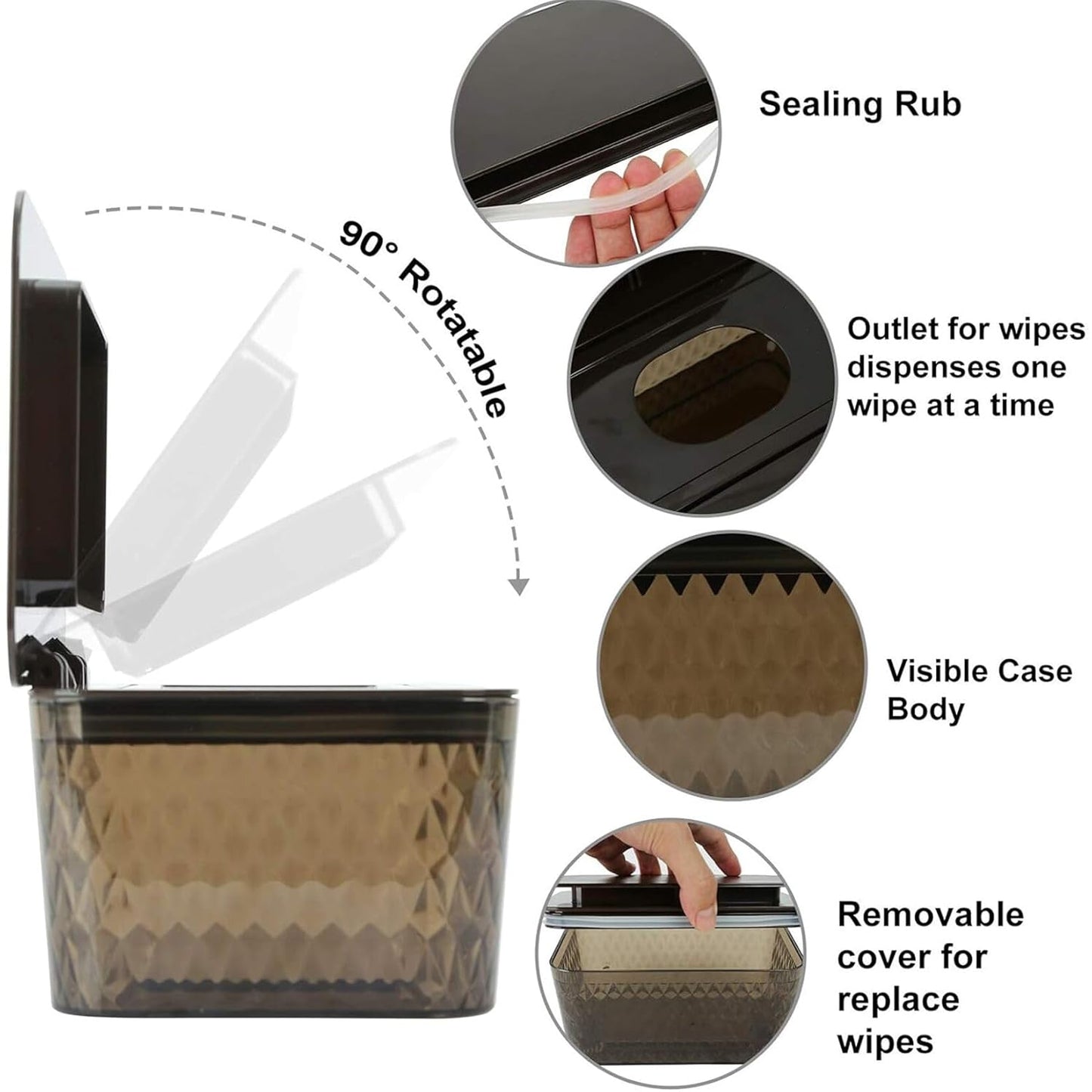 4 Pack Wipes Dispenser Seal-Designed Wipe Dispenser Holder Wipes Case Box for Bathroom Keep Wipes Fresh, Dust-Proof & Non-Slip