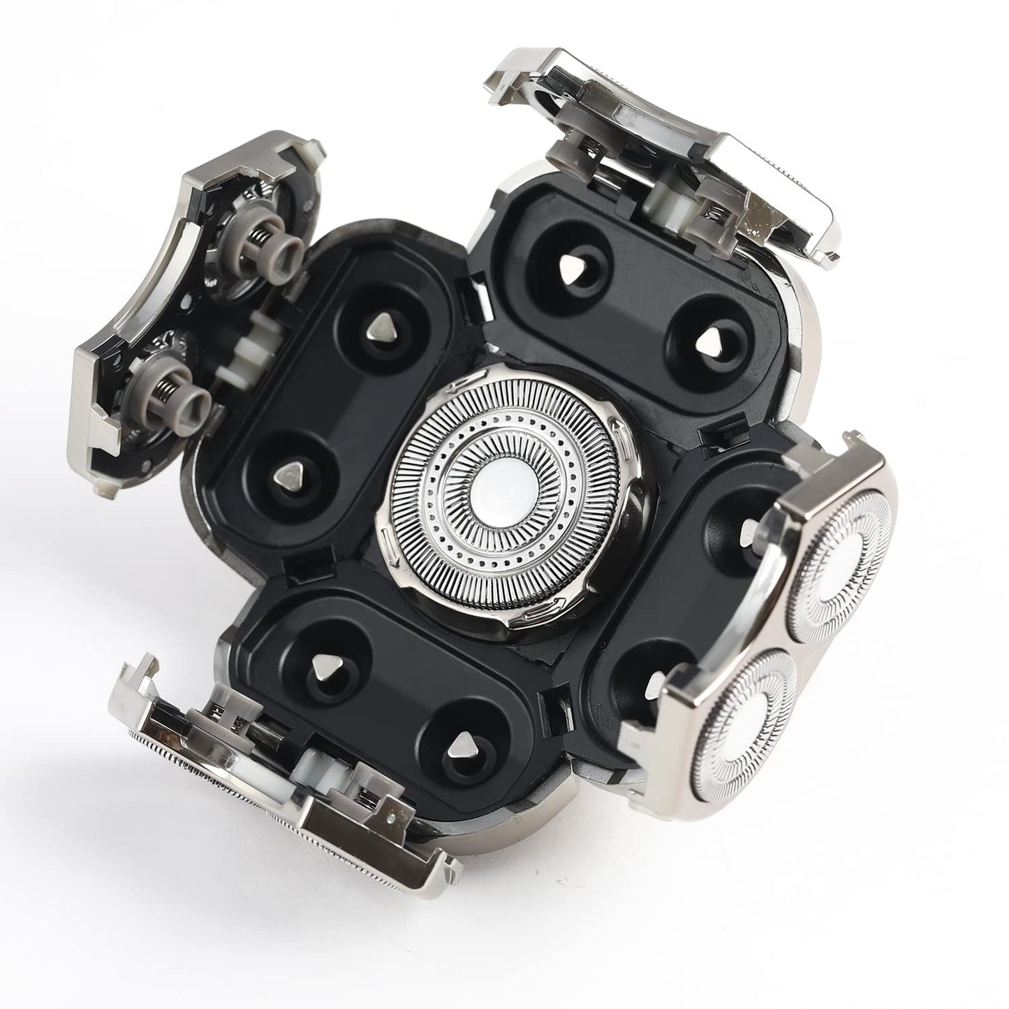 Men's Electric Shavers Replacement Heads 9 Blades Head Replaceable Alternate Floating Washable Electric Razor Shaver Head(Silver)