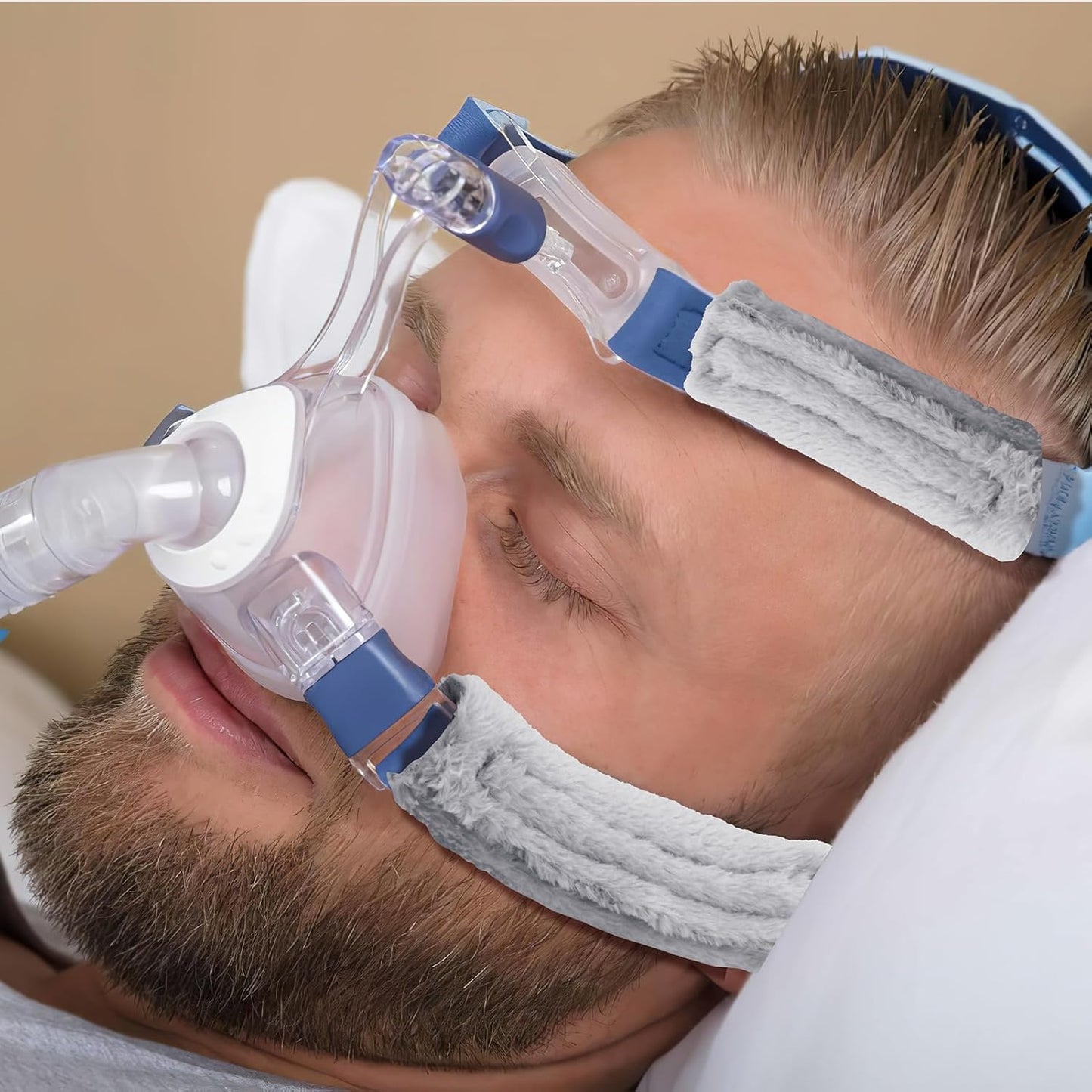 4 Pack Strap Covers Breathable Strap Cushions Work for Most Headgear Straps Can Reduce The Tracks On The Face Made of Soft Fabric Face Pads (Light Grey)