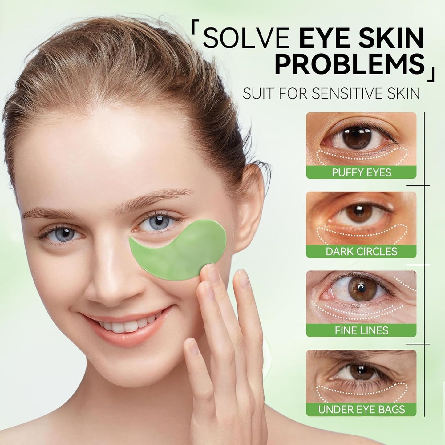 BREYLEE Aloe Vera Eye Masks– 60 Pcs - Puffy Eyes and Dark Circles Treatments – Look Younger and Reduce Wrinkles and Fine Lines Undereye, Improve and Firm eye Skin - Pure Natural Material Extraction