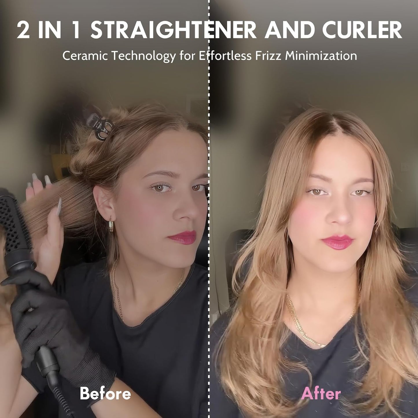 Thermal Brush 1.5 Inch, Heated Round Brush for Blowout Look, Negative Ion, 5 Temp Settings, Tourmaline Ceramic, Dual Voltage for Travel, Easy to Use, Less Damage, Makes Hair Shinier & Smoother