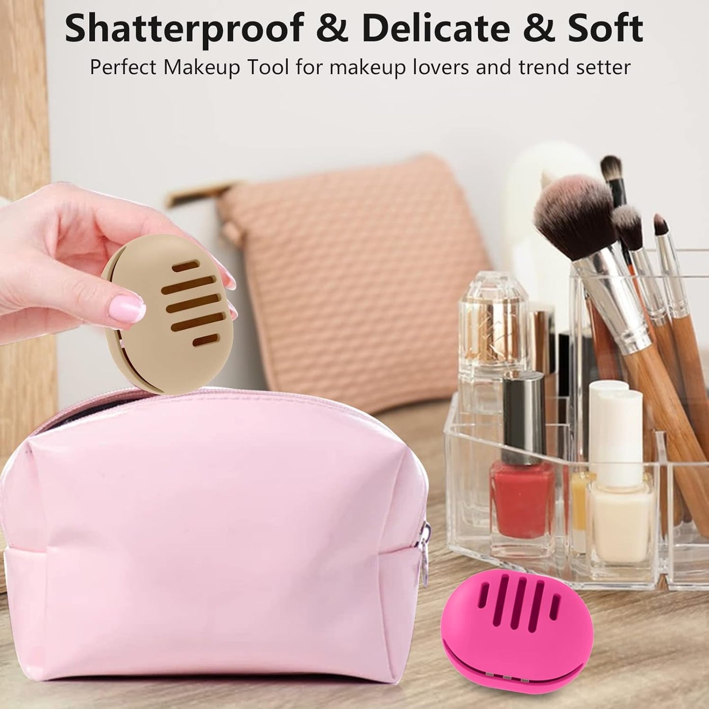 Makeup Sponge Holder,Double-sided Breathable Silicone Beauty Blender Holder,Integrated Make Up Sponge Travel Case for All Sponges,Grey