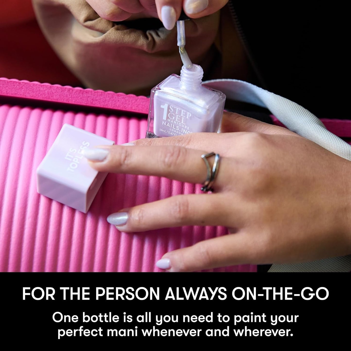 Nails Inc It's Topless Gel-Like Nail Polish, 4-in-1 Base Coat, Treatment, Color & Top Coat, Long Lasting, Strong, Chip Free Nails, Glossy Salon Quality Manicure, Air Dry Nail Polish, Lily, 0.47 Fl Oz