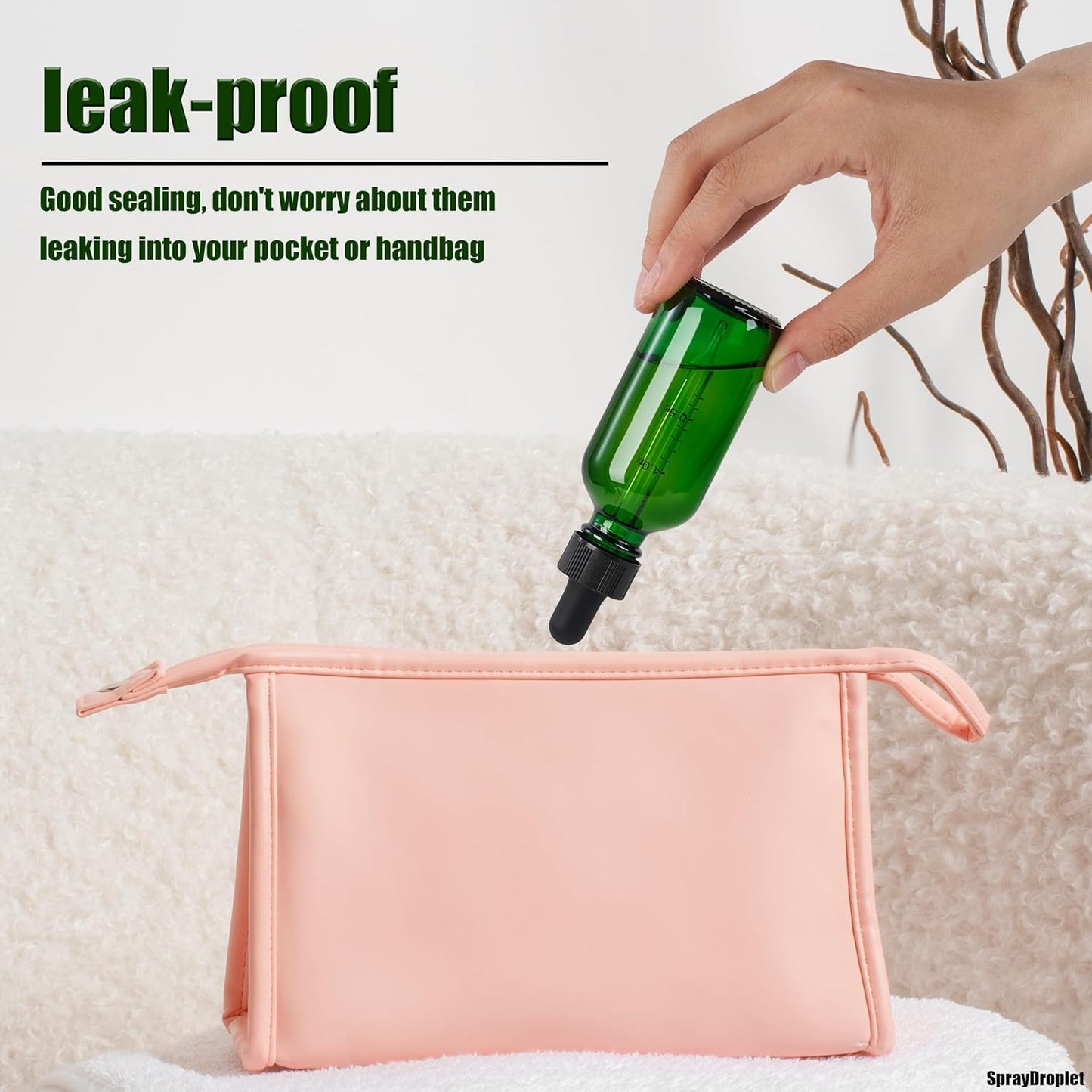 24 Pcs, 2oz Glass Dropper Bottle, Leakproof Tincture Bottles with Dropper, Green Reusable Eye Dropper Bottle, for All Kinds of Liquids (Green, 2oz-24pcs)