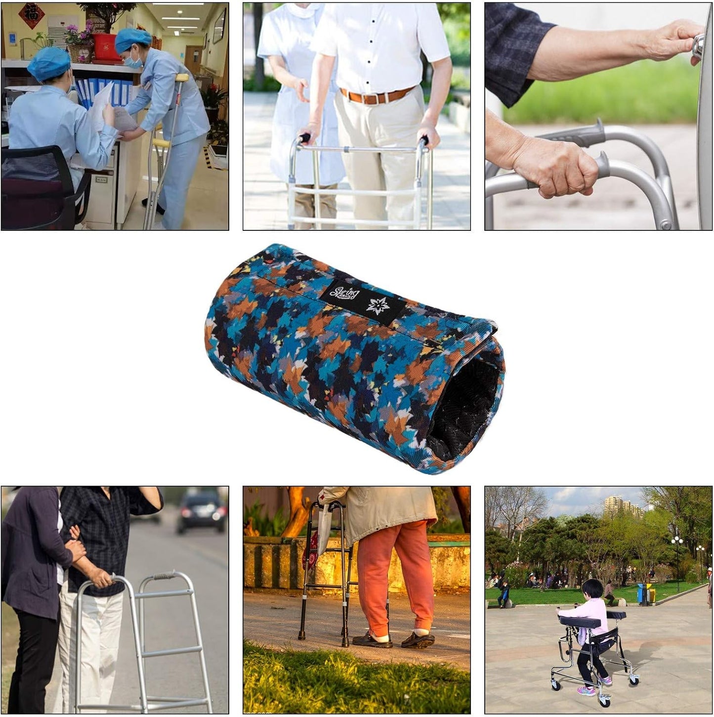 Spring Seaon Universal Walker Handle Padded -Hand Grip (2 Pack) Covers Non-Slip Cushion Padding for Folding Rolling Walker,Rollator Handle-Crutch Handle Pad Grips- Mobility Aid