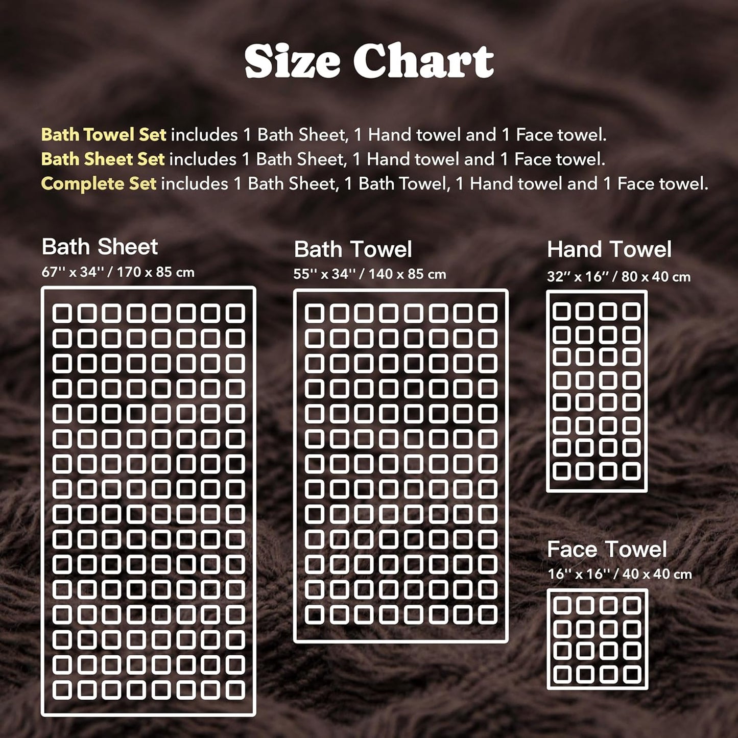 Luxury Japanese Cotton Waffle Bath Towel | Plush, Absorbent, and Quick Dry | Free Storage Bag Included (Dark Cocoa, Bath Towel Set (3-Piece))